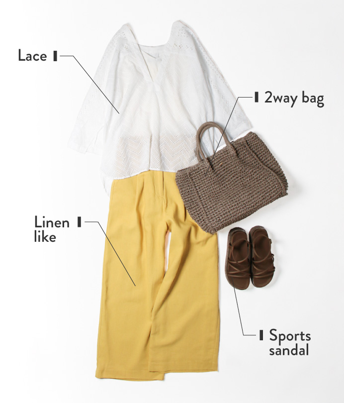 シルエットもリネンライクな素材も
                  トレンド感満載コーデ