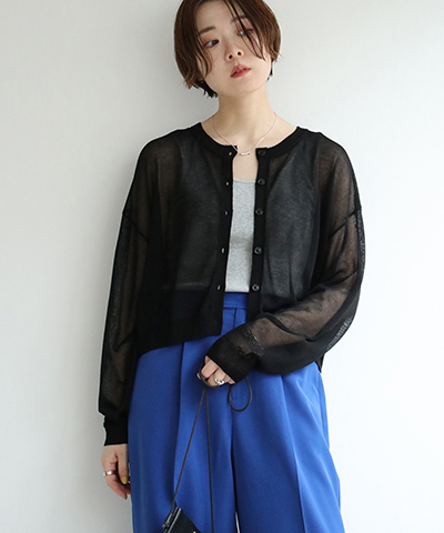 シアーカラー2WAYショートカーディガン