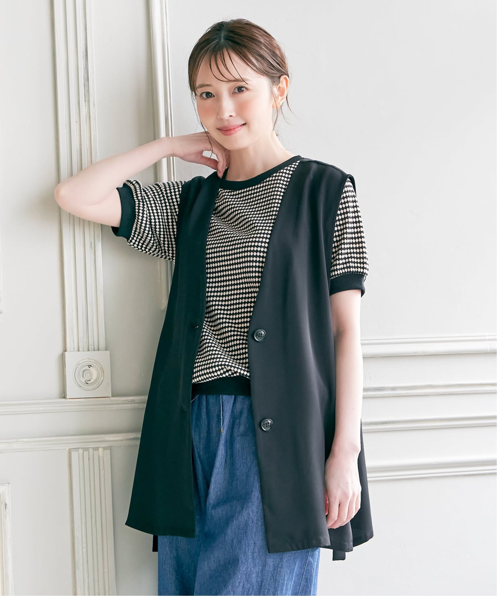 ノーカラーサイドスリットジレ,ikka| TOKYO DESIGN CHANNEL