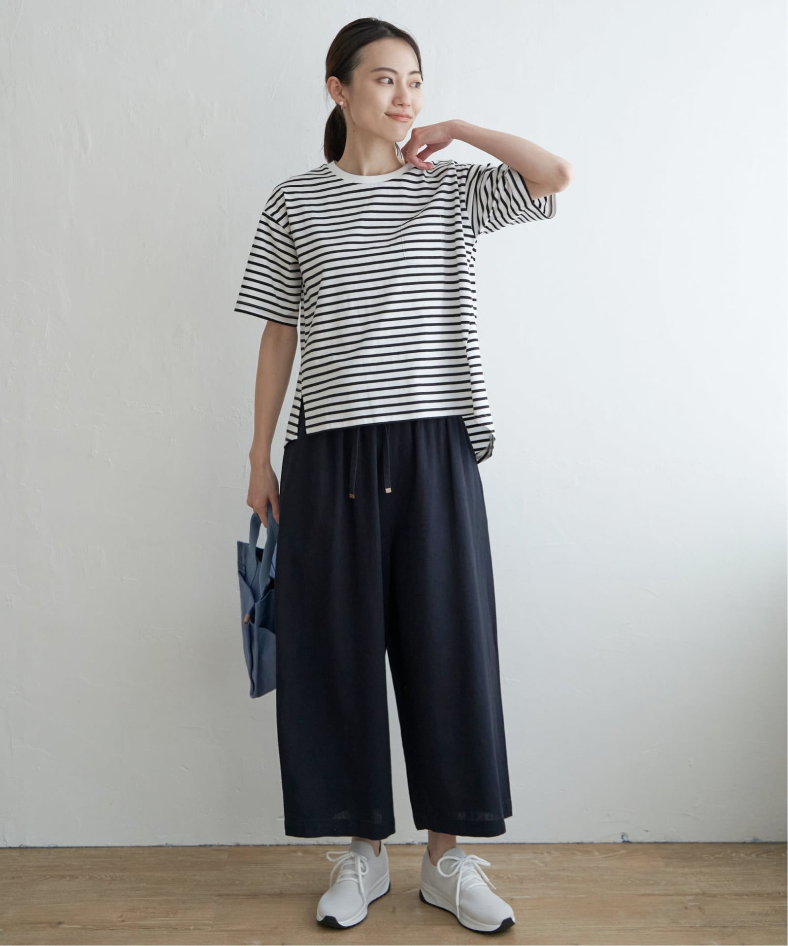 麻混ベルト付きワイドパンツ ,ikka| TOKYO DESIGN CHANNEL