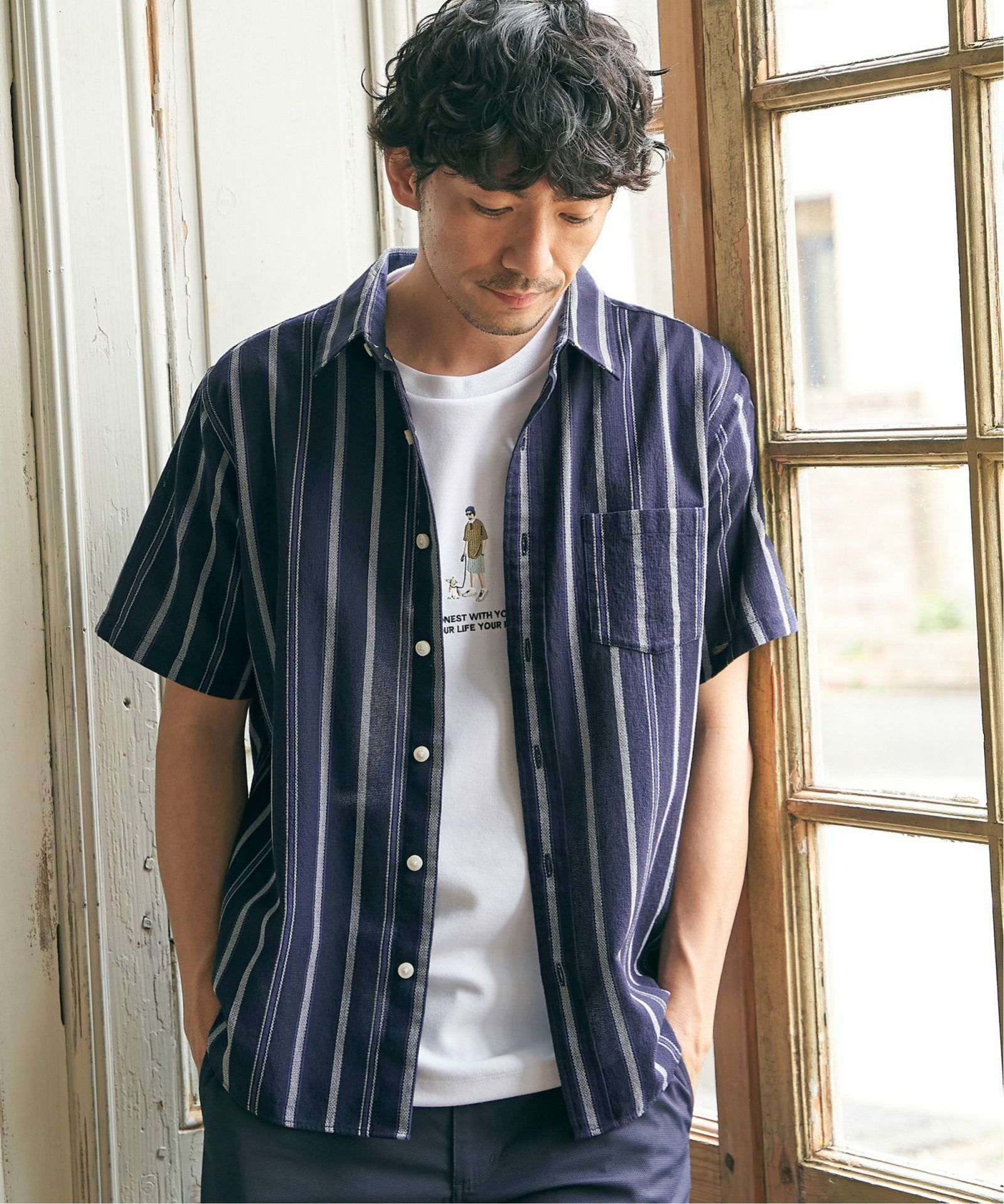 AKIRANAKA セレンイレギュラーパネルシャツ ベージュ ブラック サイズ2 パナマレギュラーカラーシャツ,ikka| TOKYO DESIGN CHANNEL