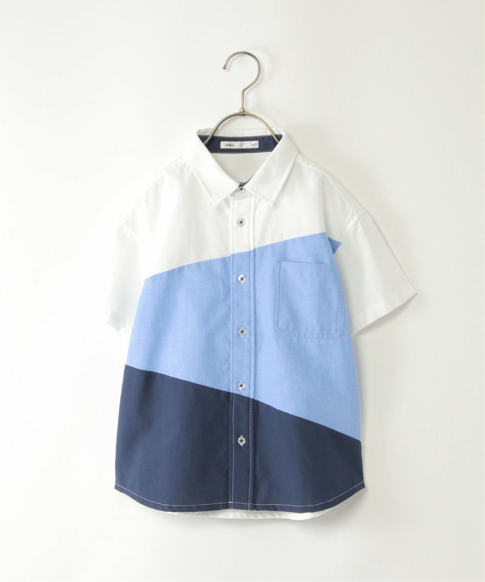 アシメ切り替え半袖シャツ（120~160cm）,ikka| TOKYO DESIGN CHANNEL