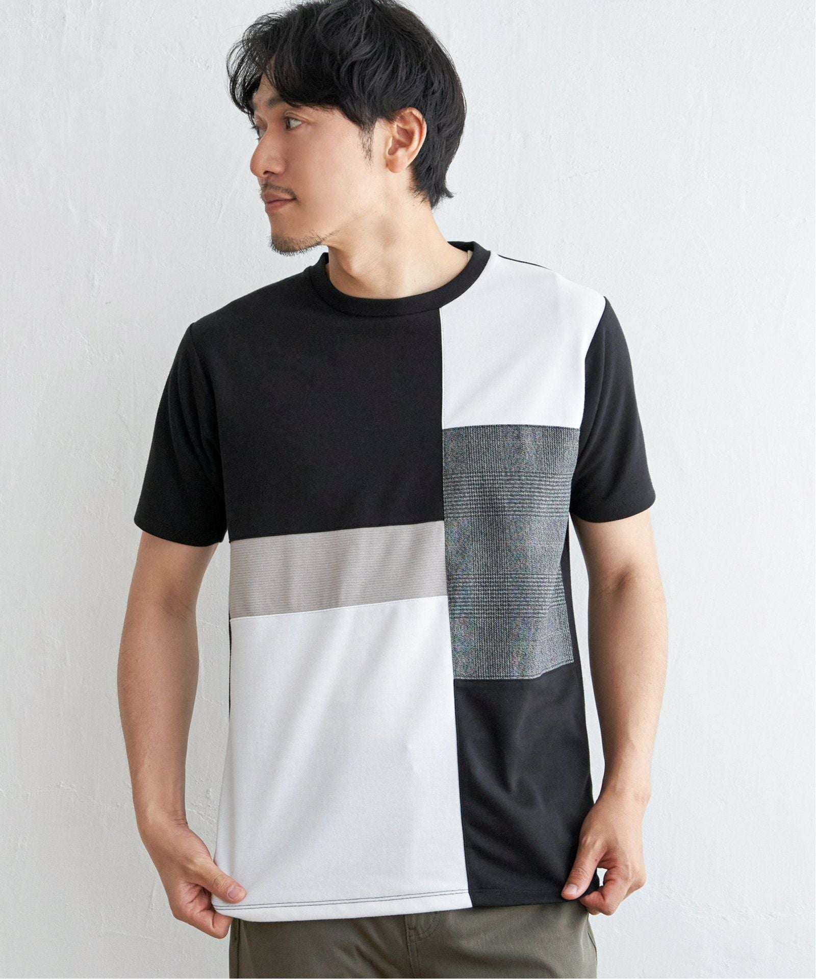 ブロックスグレンチェック切り替えTシャツ,50%OFF| TOKYO DESIGN CHANNEL