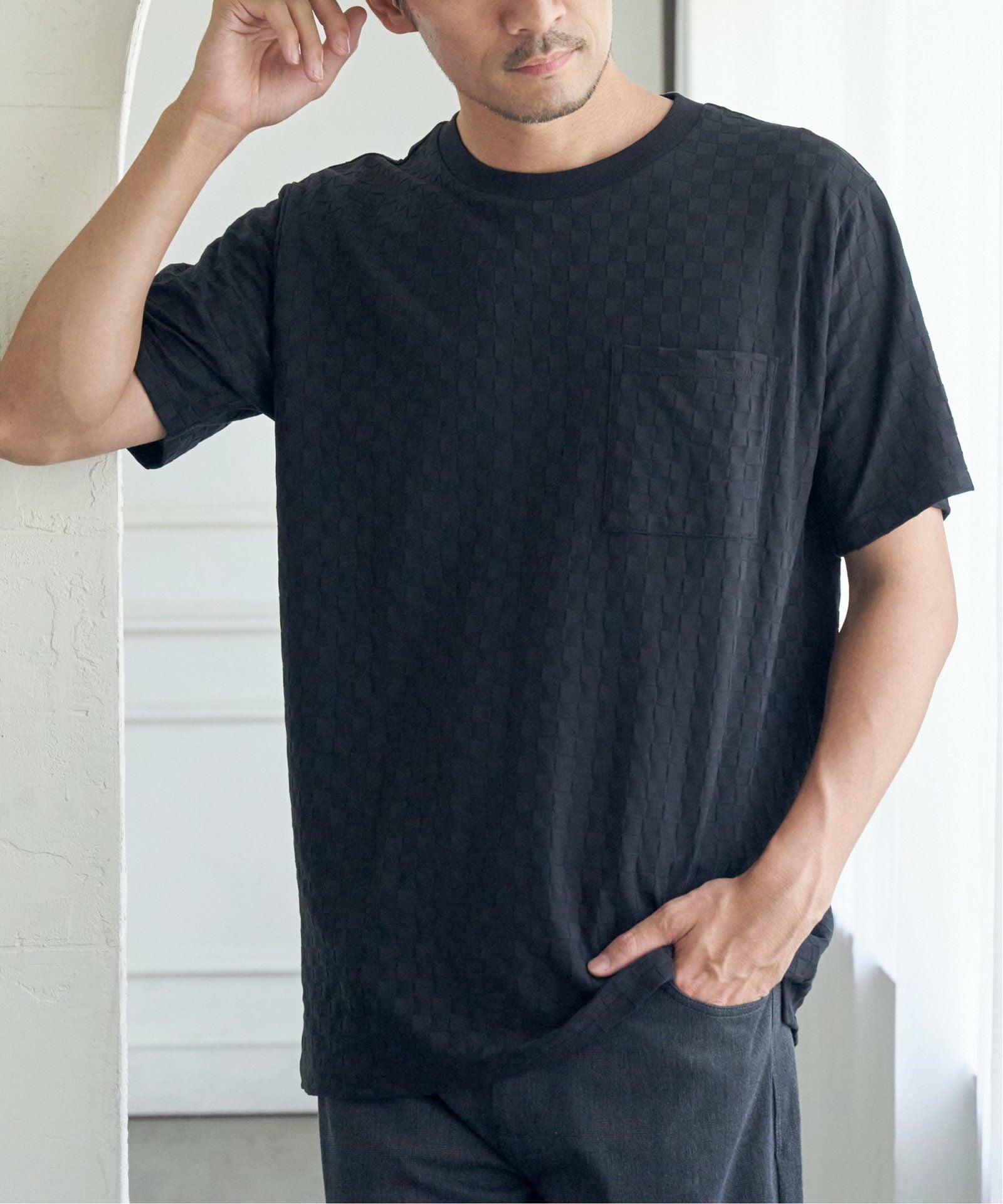 リンクスジャカード市松Tシャツ,ikka| TOKYO DESIGN CHANNEL