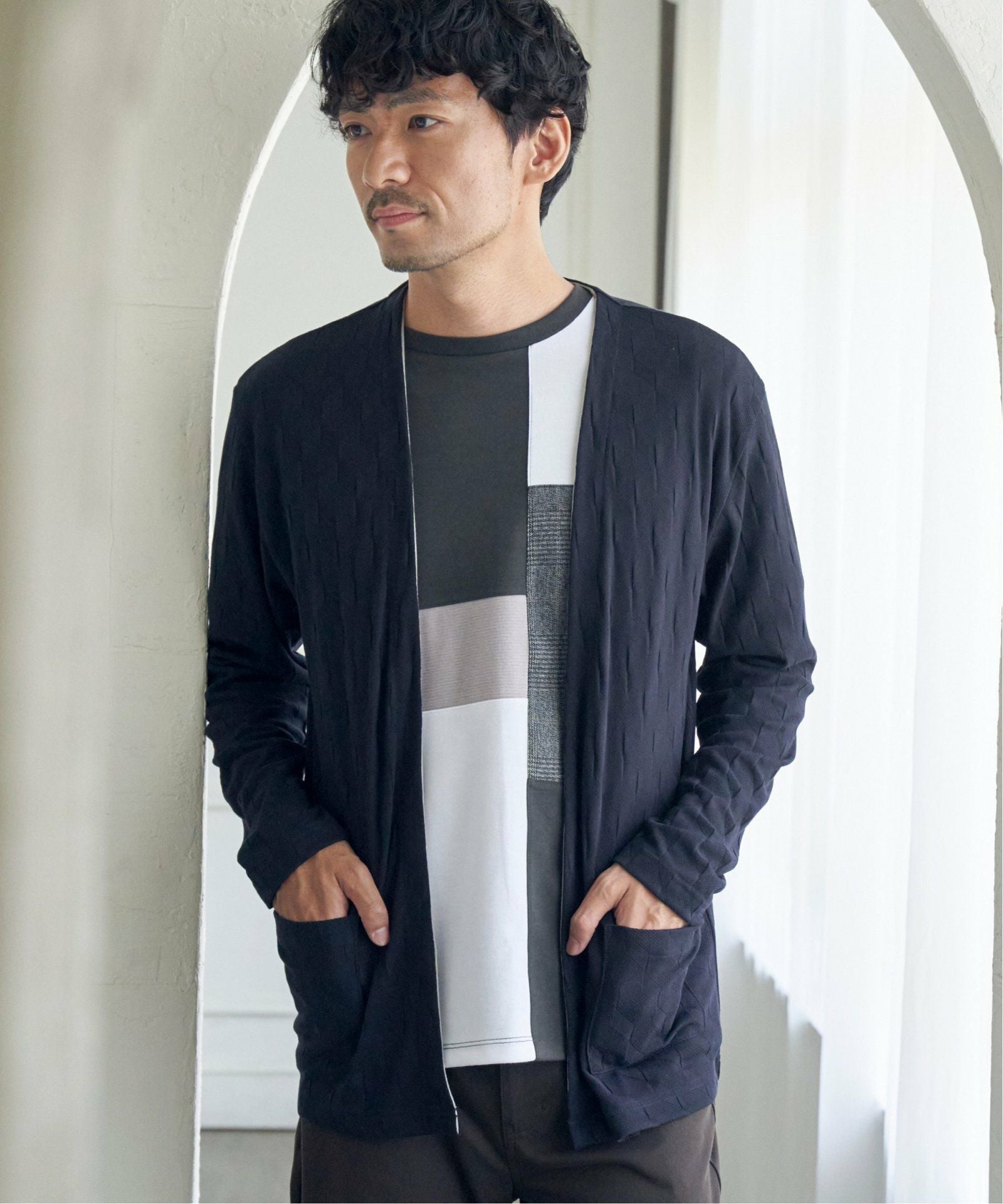 ジャカードボタンレスカーディガン,ikka| TOKYO DESIGN CHANNEL