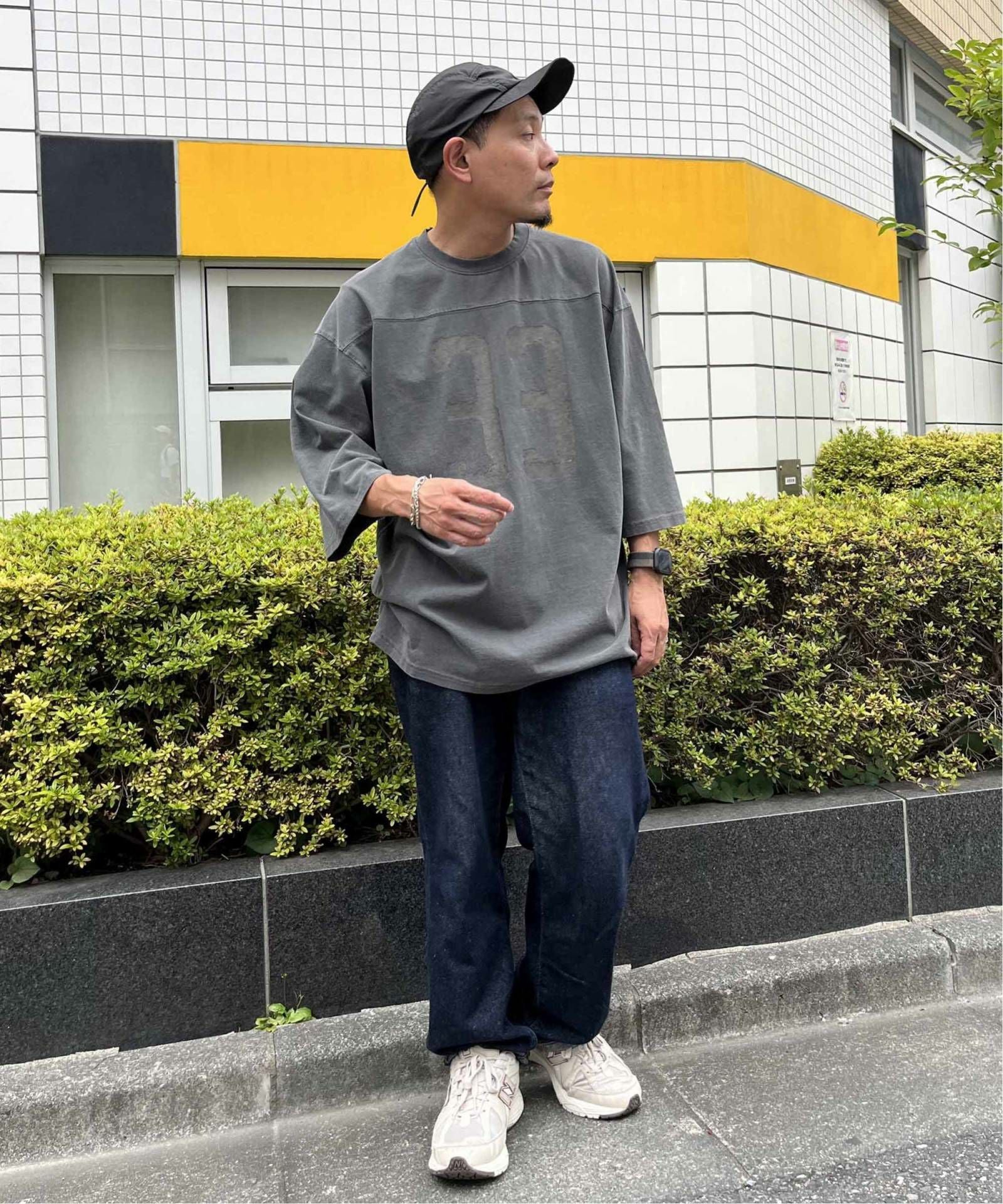 numberプリント ピグメント加工 フットボールTシャツ,NO NEED| TOKYO