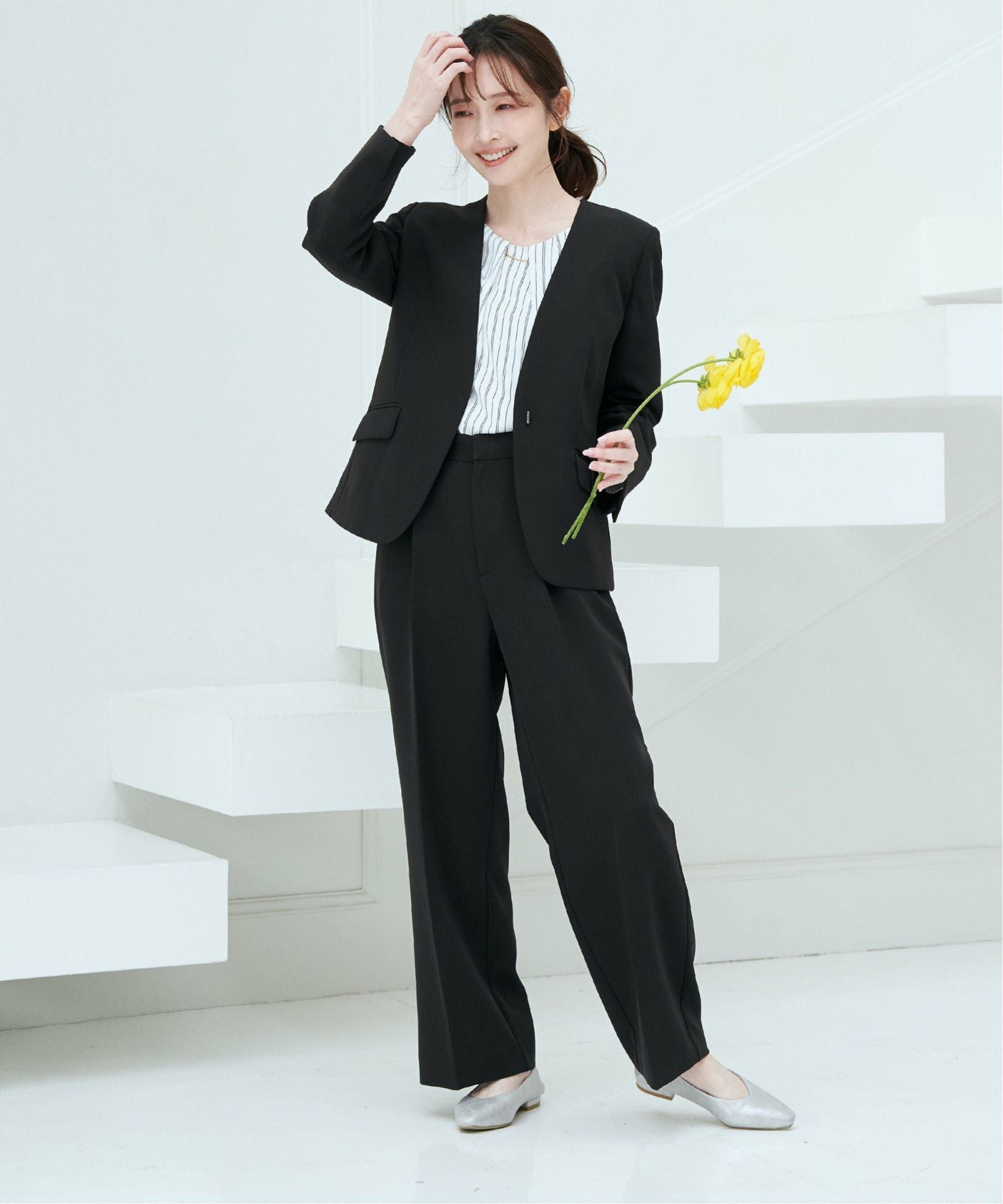 洗濯機で洗える／セットアップ対応】ウォッシャブルワイドパンツ,40
