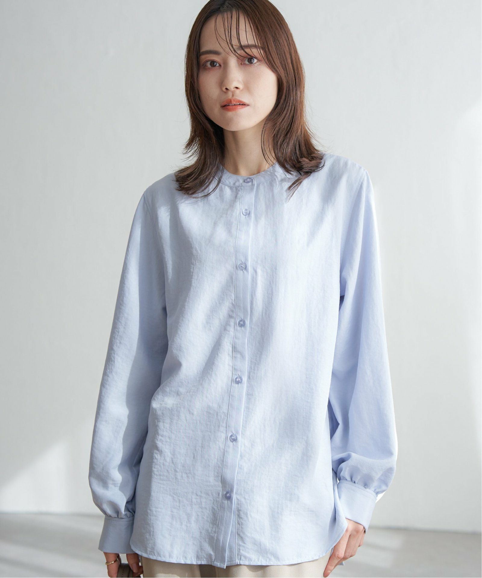 HYKE バンドカラーシャツワンピース CREAMサイズ2 前後2WAYバンドカラーシャツ,ikka| TOKYO DESIGN CHANNEL