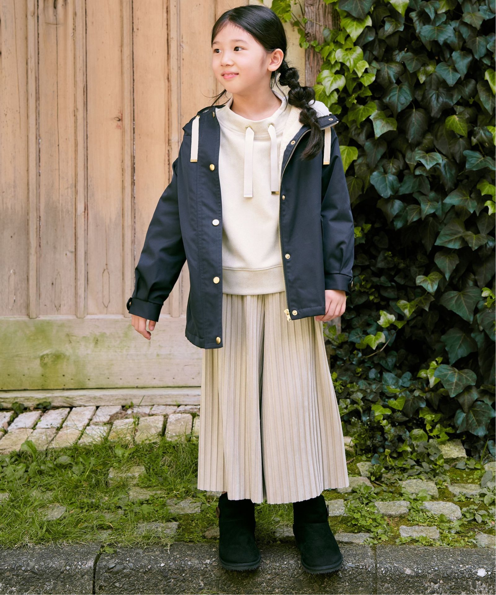 親子コーデ】総裏フェイクファーマンパジャケット（110~160cm）,ikka
