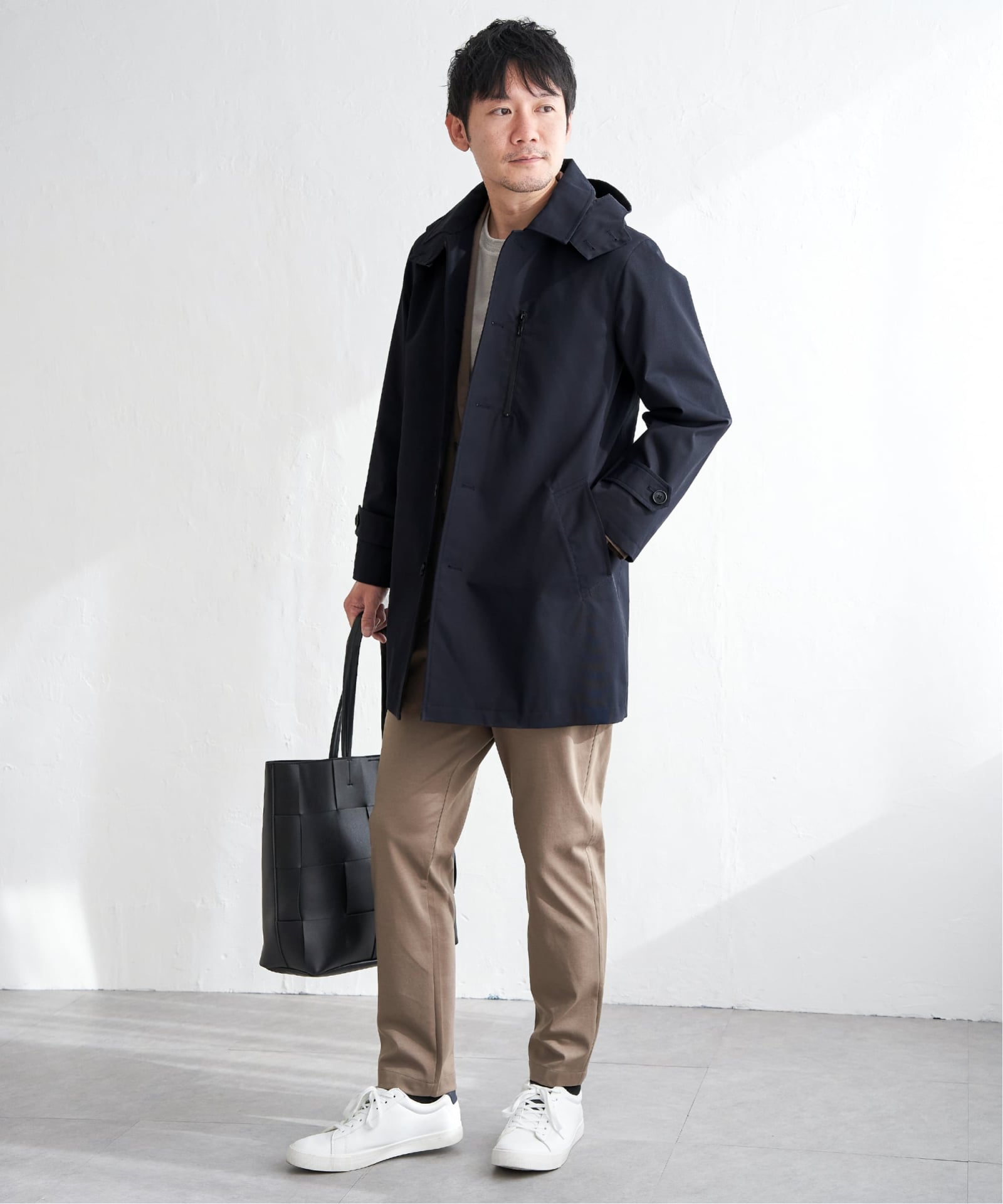 雑誌MonoMax4月号掲載】撥水ピケフードステンカラーコート,ikka| TOKYO