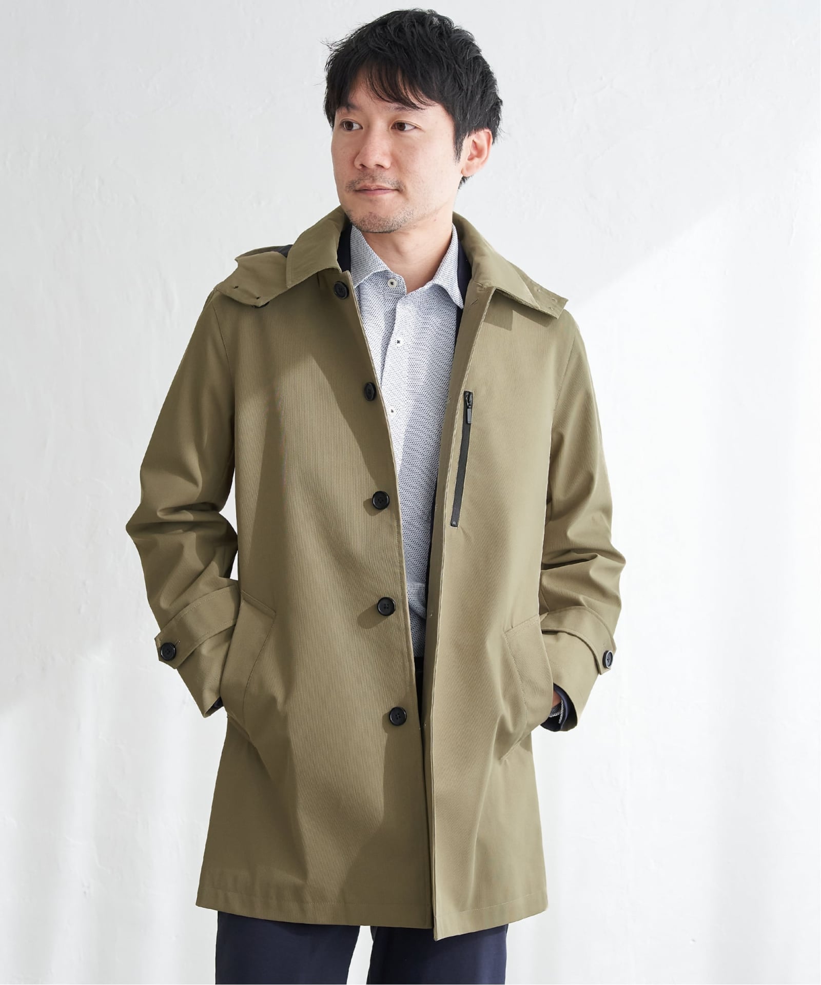 雑誌MonoMax4月号掲載】撥水ピケフードステンカラーコート,ikka| TOKYO