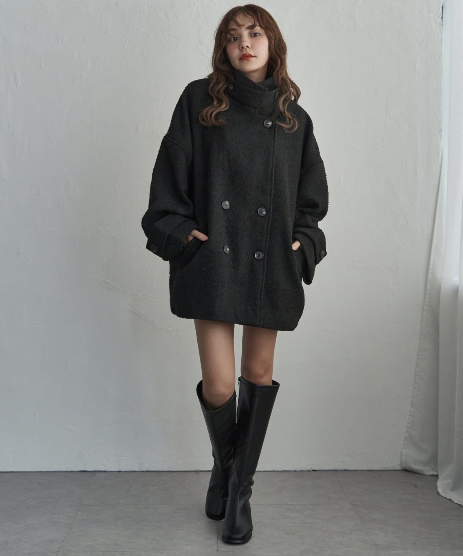 notch. ヘリンボーンＰコート　ブラック　M notch.by yui 】ヘリンボーンPコート,notch.| TOKYO DESIGN CHANNEL