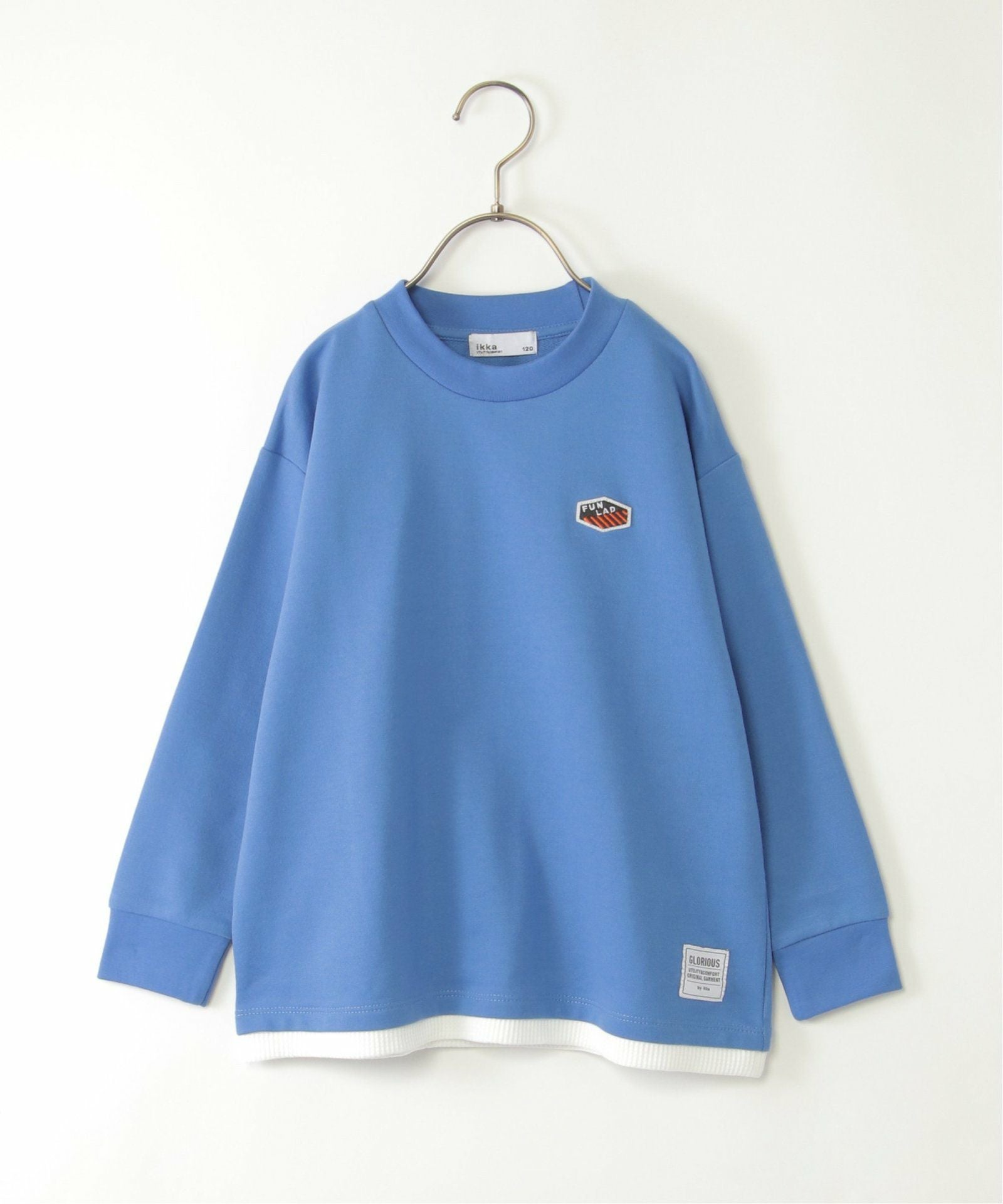 メディア紹介商品】ミニ裏毛ワッペン裾レイヤープルオーバー（120