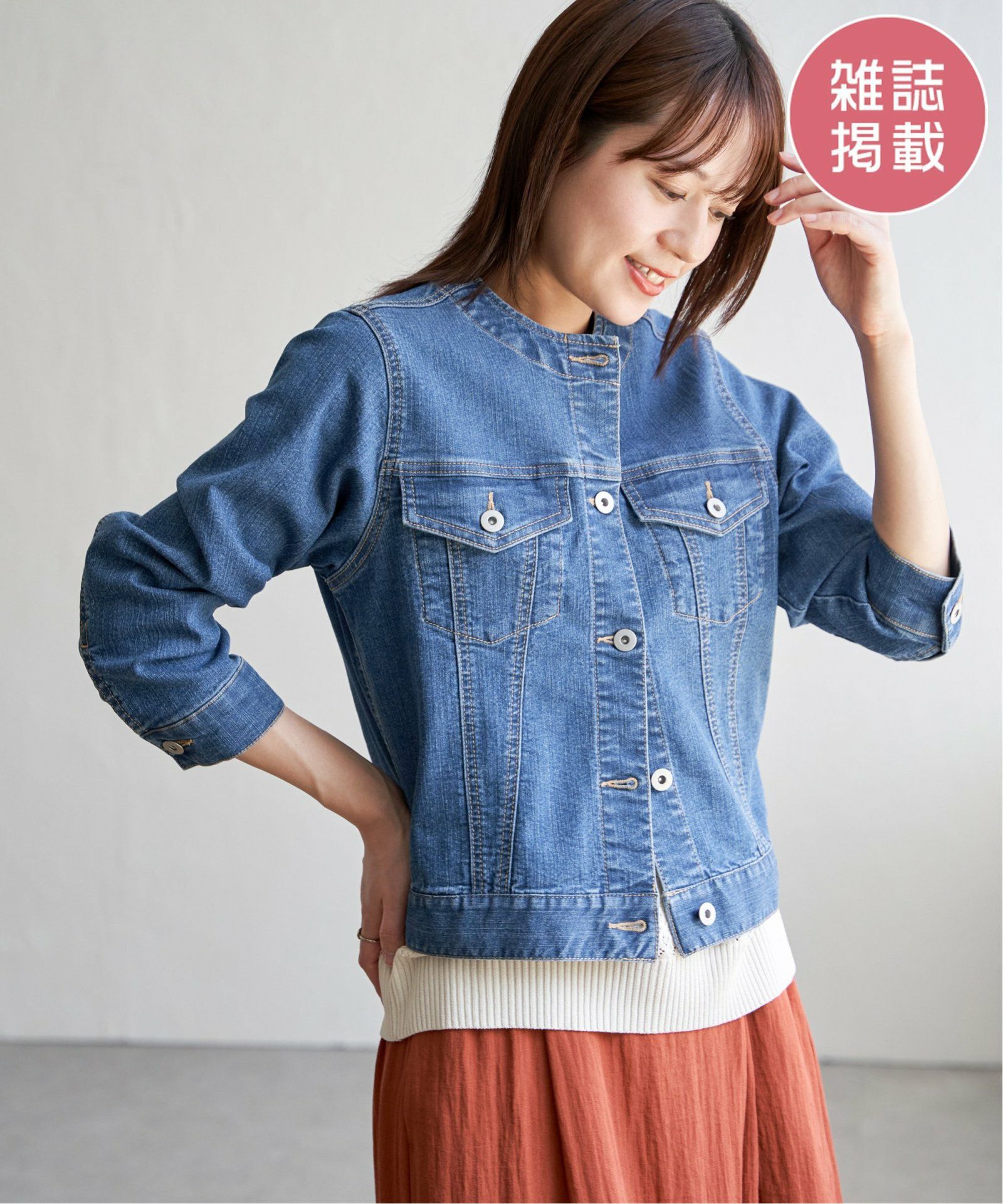 モダンかわいい14 雑誌InRed4月号掲載】ストレッチノーカラーGジャン【親子コーデ】,ikka