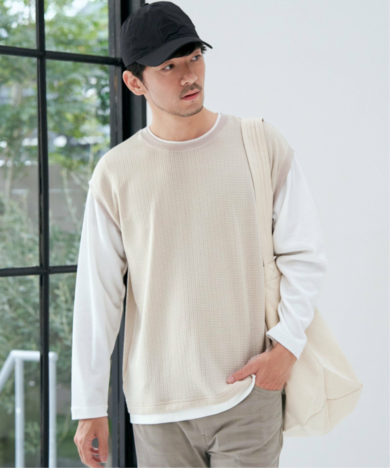 ビッグワッフルフェイクベストロンT,ikka| TOKYO DESIGN CHANNEL