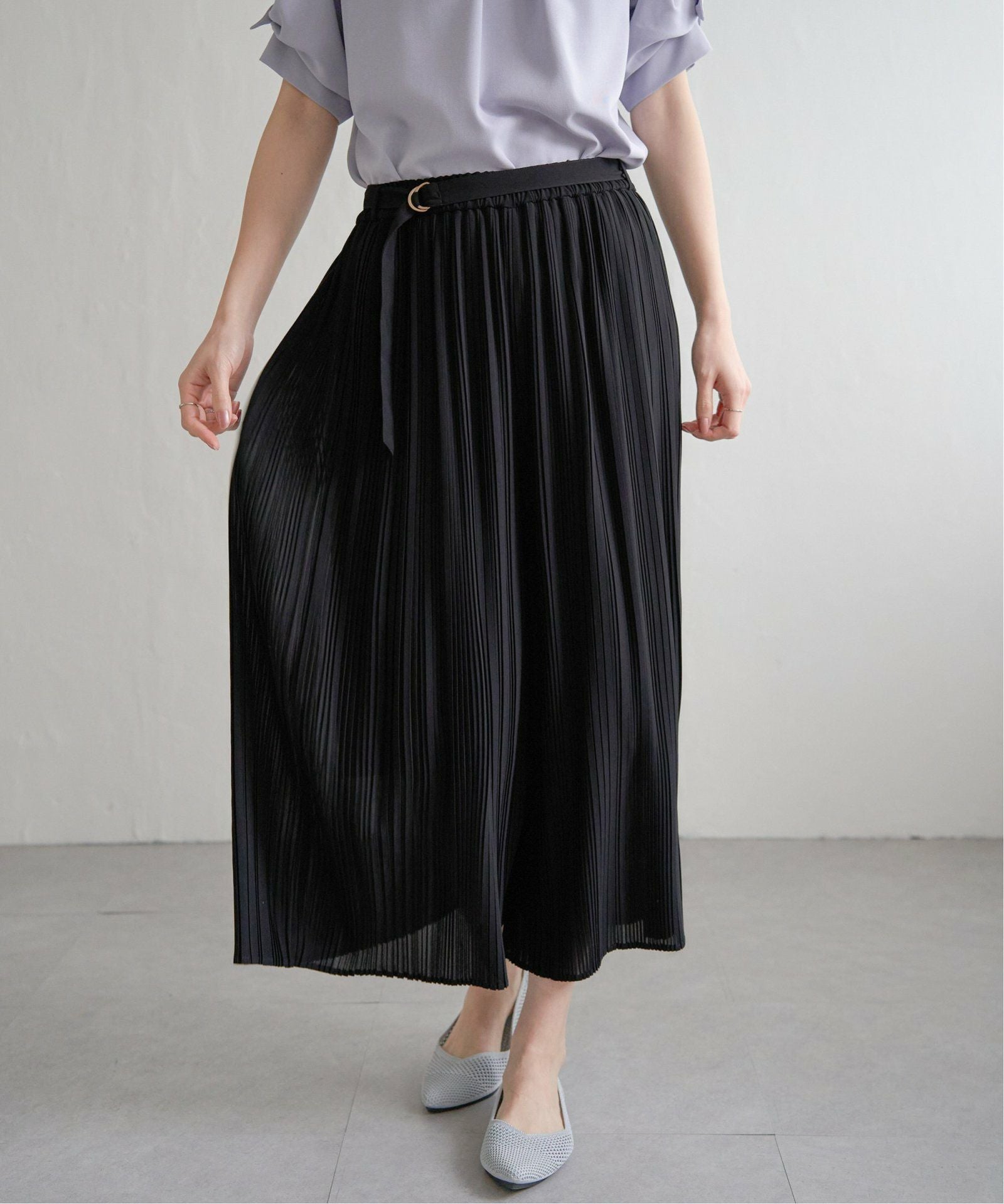 シフォンプリーツベルト付きスカーチョ,60%OFF| TOKYO DESIGN CHANNEL