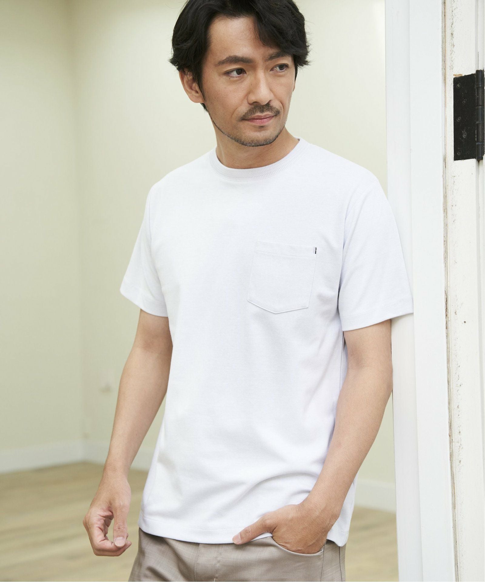 ライトダンボールジャカード襟ダブルフェイスTシャツ,ikka| TOKYO