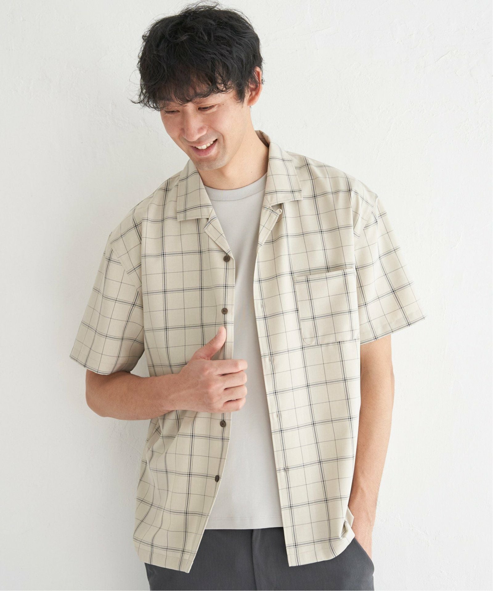 セットアップ対応】Reflax(R) リラックスオープンカラーシャツ,60%OFF