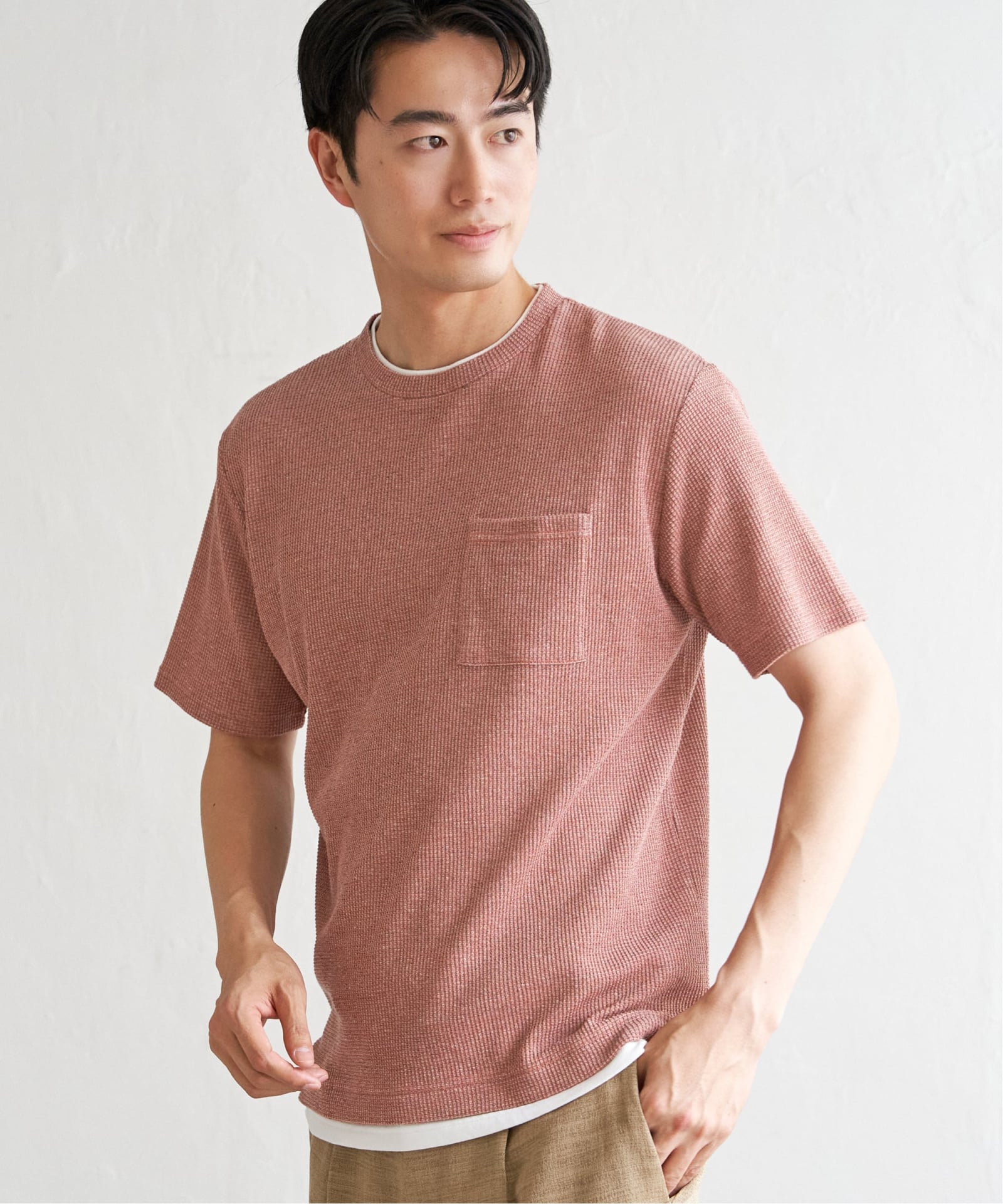 メランジワッフルポケ付きフェイクTシャツ,60%OFF| TOKYO DESIGN CHANNEL