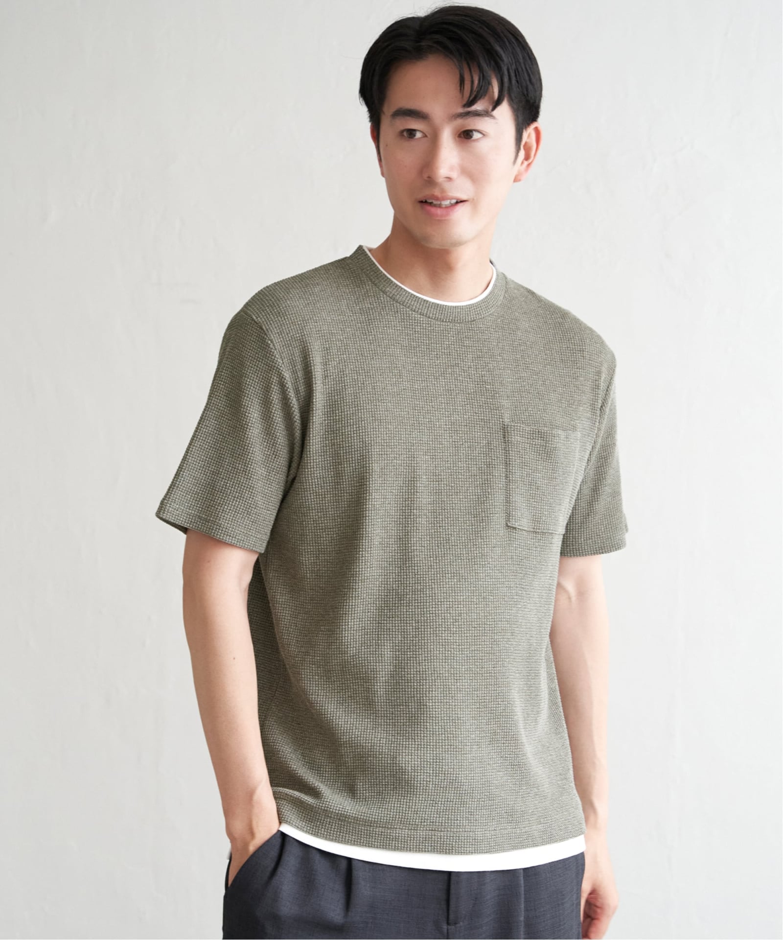 メランジワッフルポケ付きフェイクTシャツ,60%OFF| TOKYO DESIGN CHANNEL