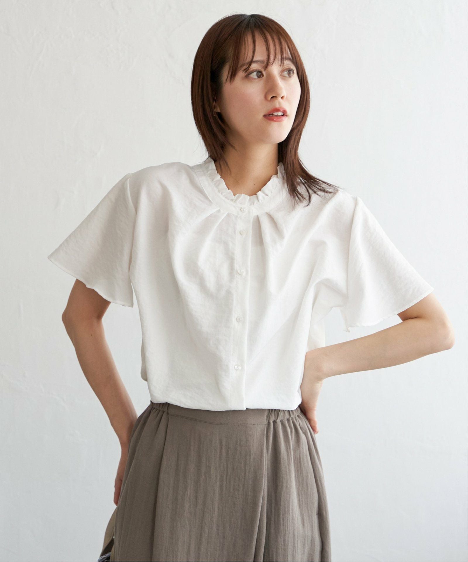 襟フリル2WAY半袖ブラウス,60%OFF| TOKYO DESIGN CHANNEL