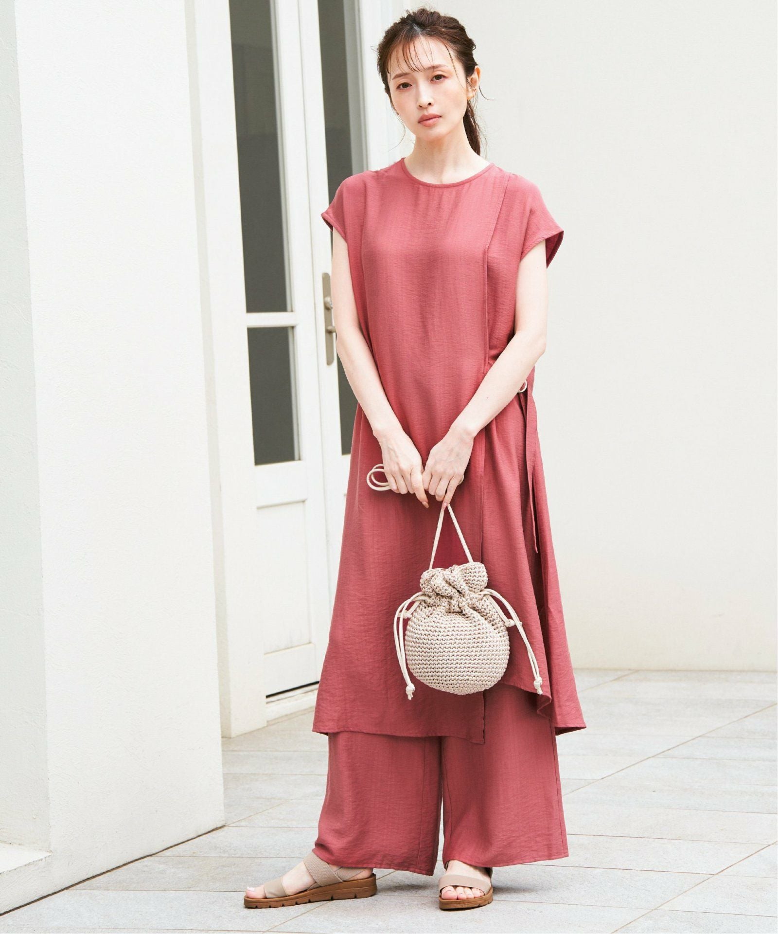 接触冷感／2点セット】冷感スラブワンピースセットアップ,60%OFF