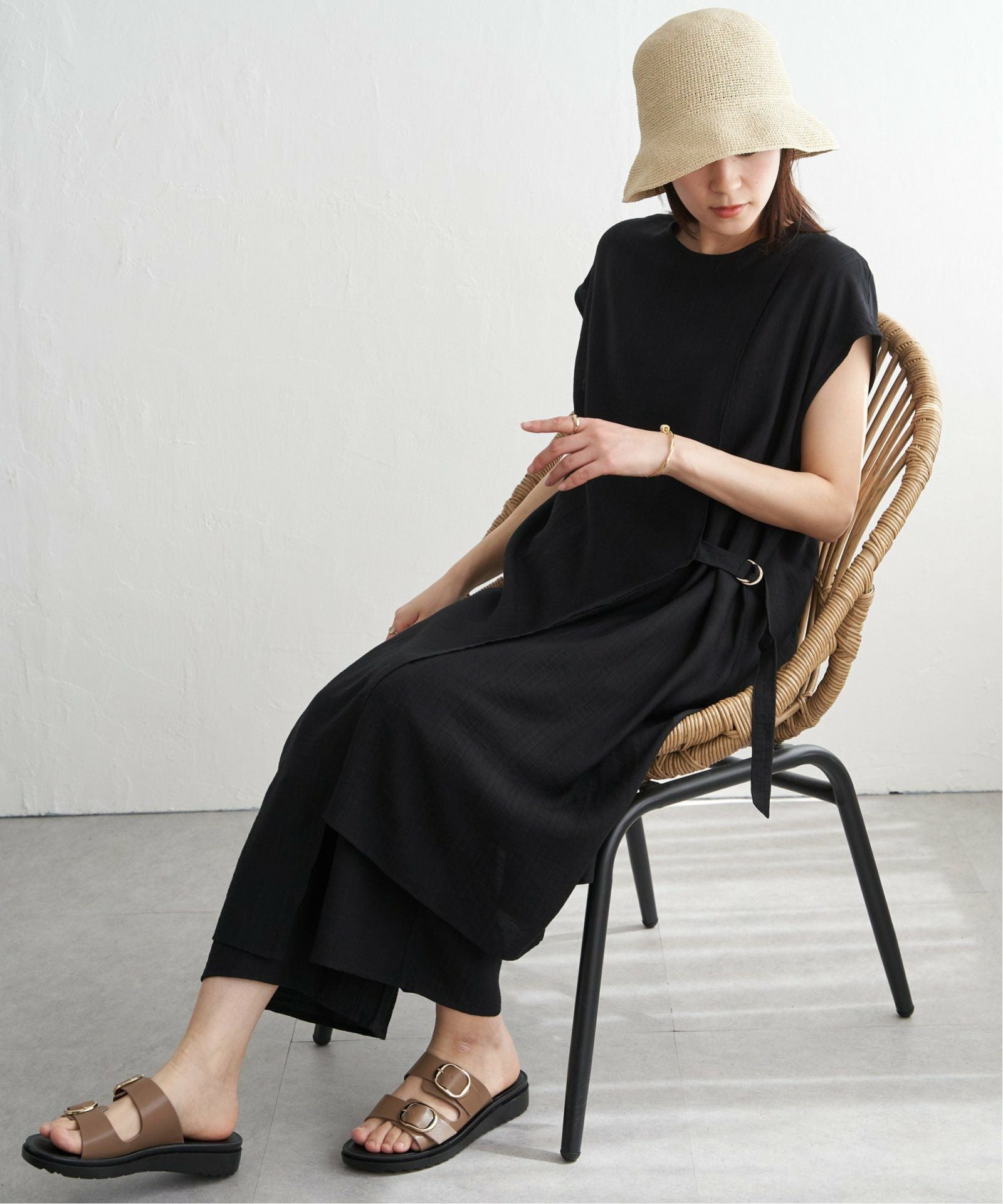 接触冷感／2点セット】冷感スラブワンピースセットアップ,60%OFF