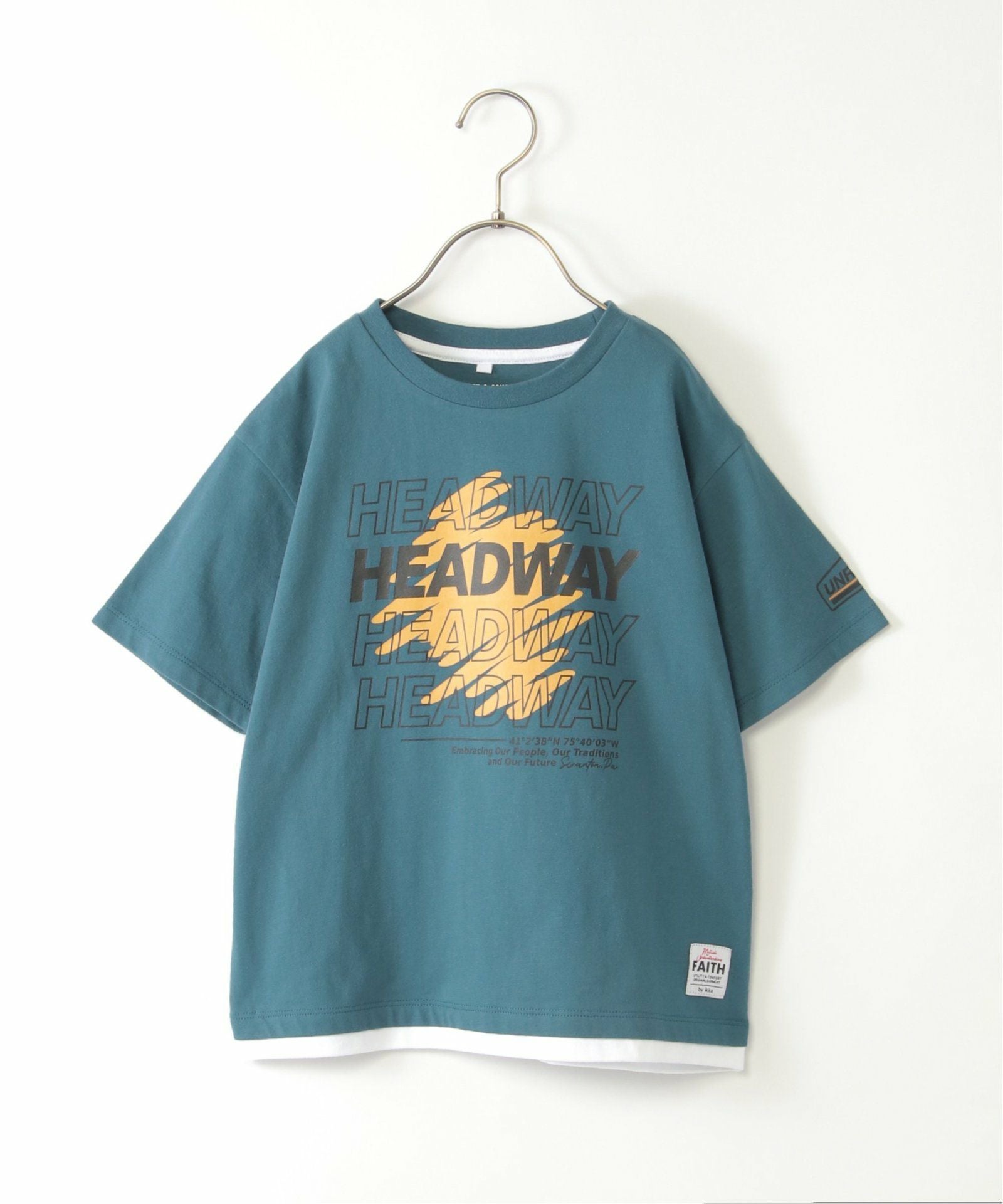 接触冷感】裾レイヤードプリントTシャツ（120~160cm）,ikka| TOKYO