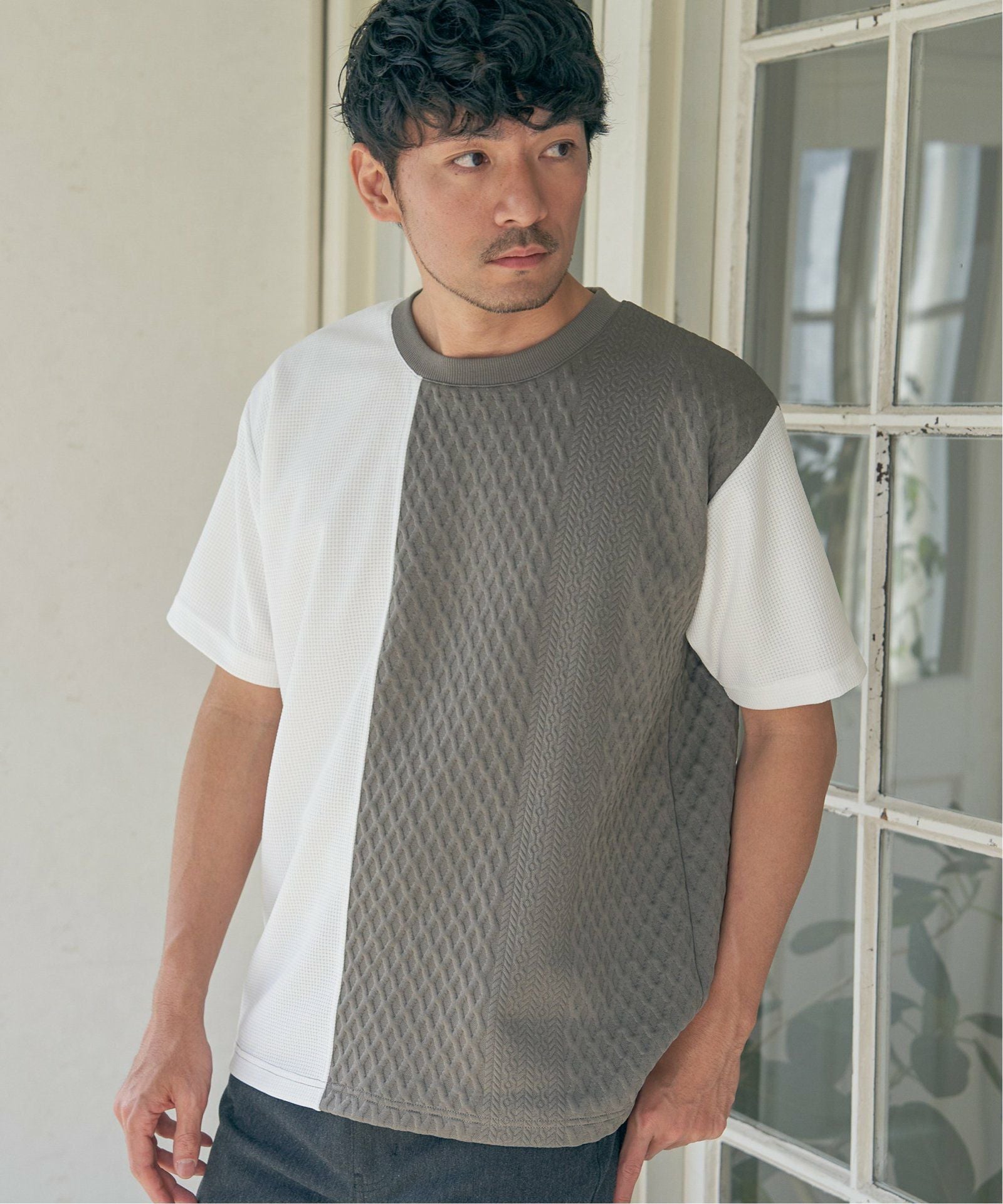 フクレジャカードワッフル切り替えTシャツ,ikka| TOKYO DESIGN CHANNEL