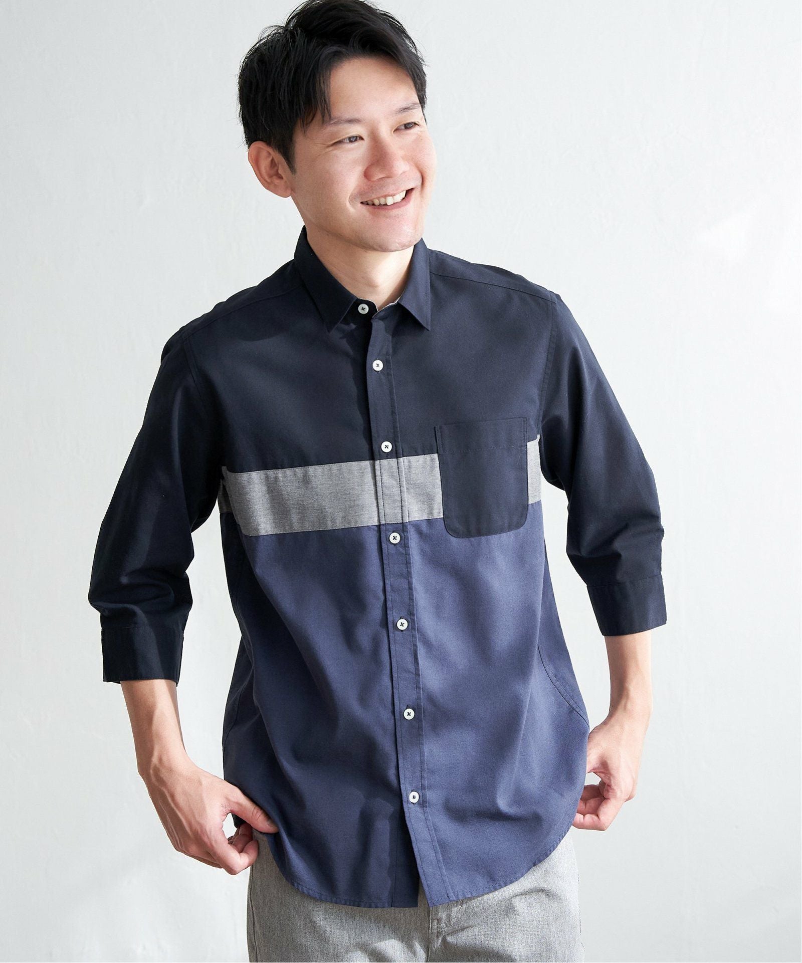 7分袖オックス胸切り替えシャツ,60%OFF| TOKYO DESIGN CHANNEL