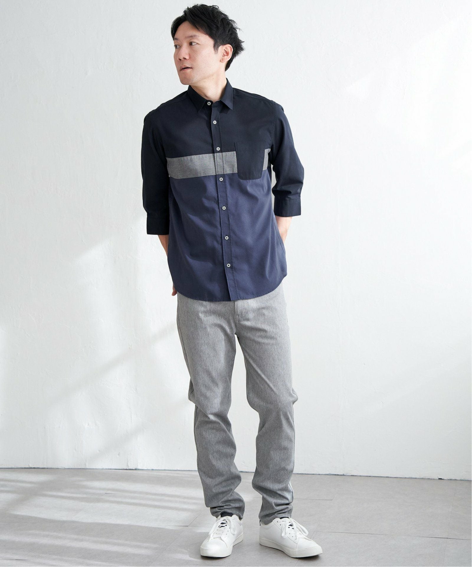 7分袖オックス胸切り替えシャツ,60%OFF| TOKYO DESIGN CHANNEL