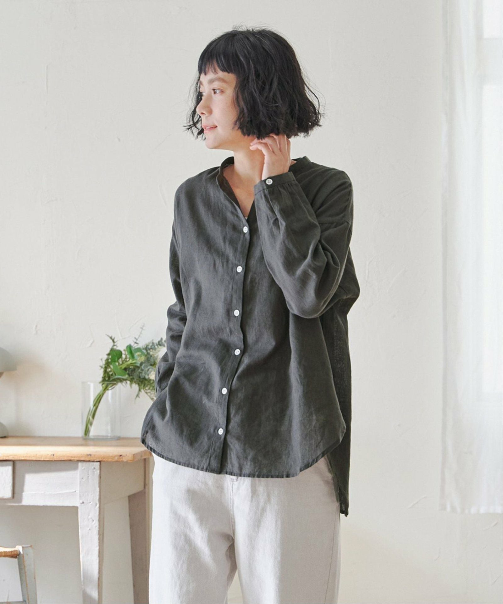 リネンコットンバンドカラーシャツ,LBC| TOKYO DESIGN CHANNEL