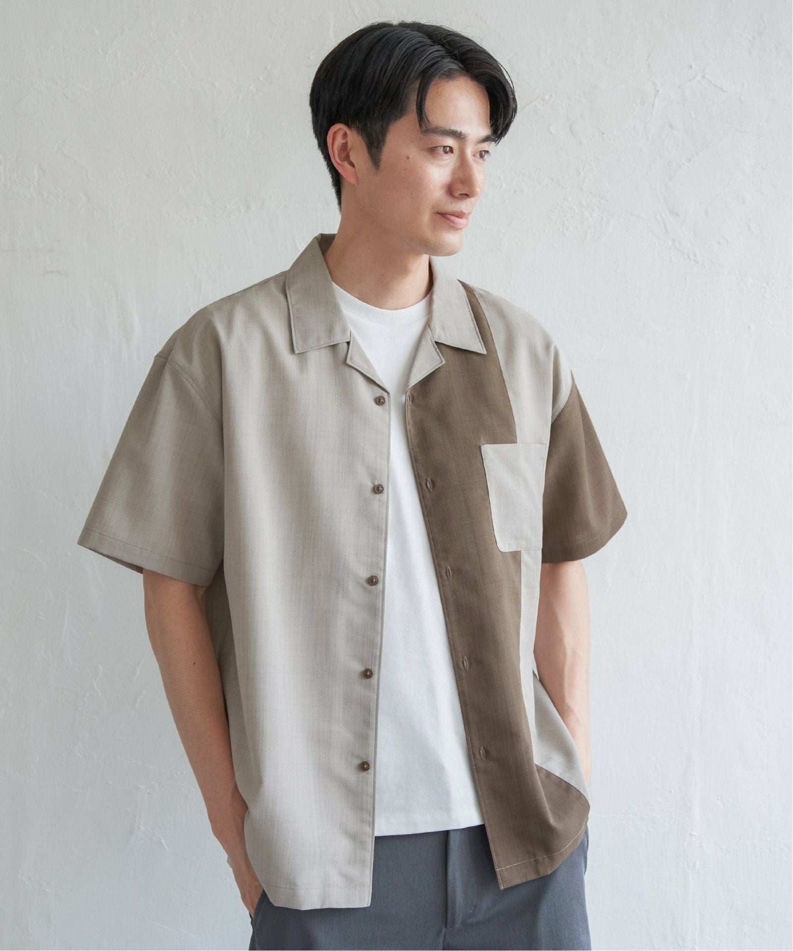 リネンライク切り替えオープンカラーシャツ,60%OFF| TOKYO DESIGN CHANNEL