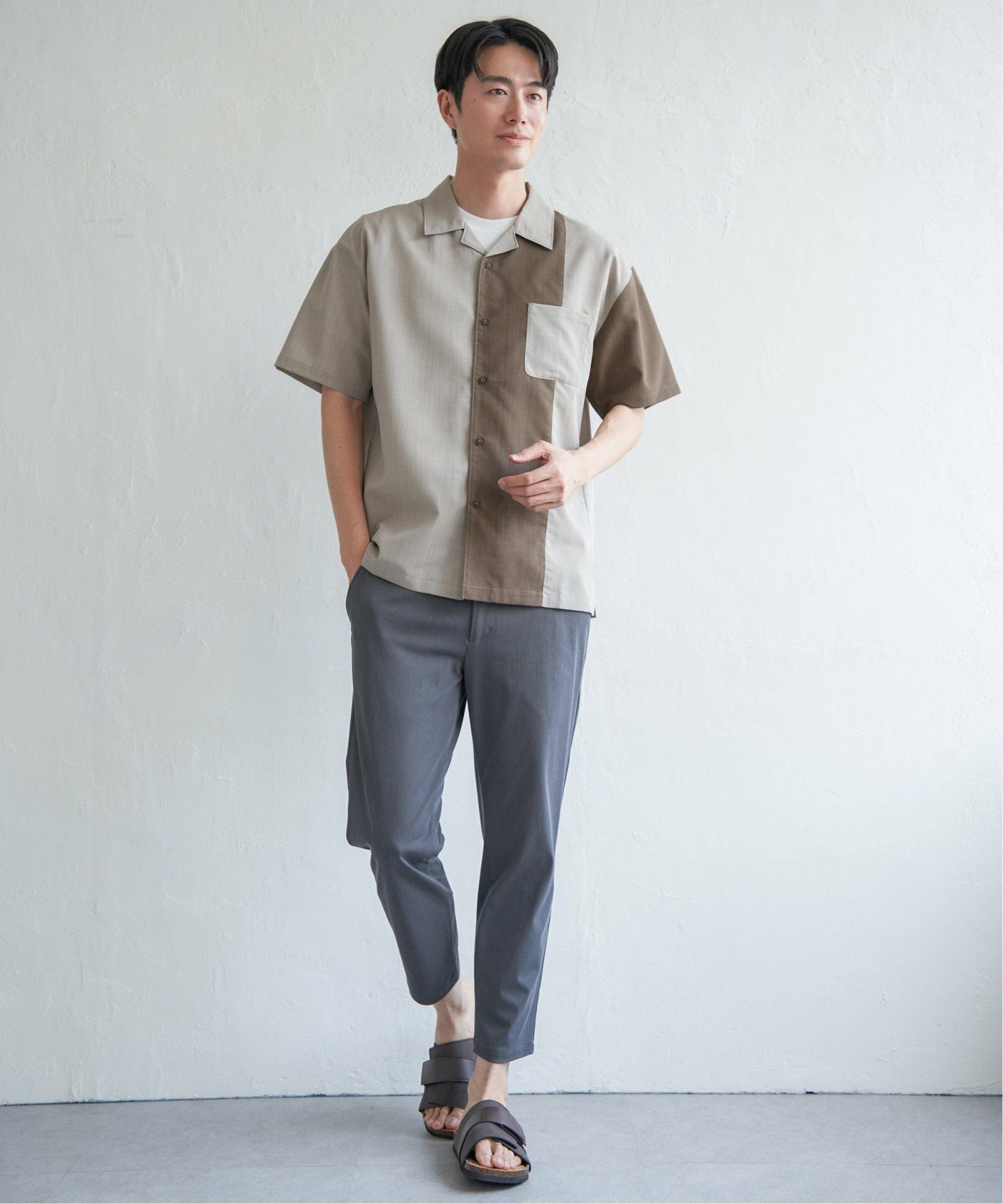 リネンライク切り替えオープンカラーシャツ,60%OFF| TOKYO DESIGN CHANNEL