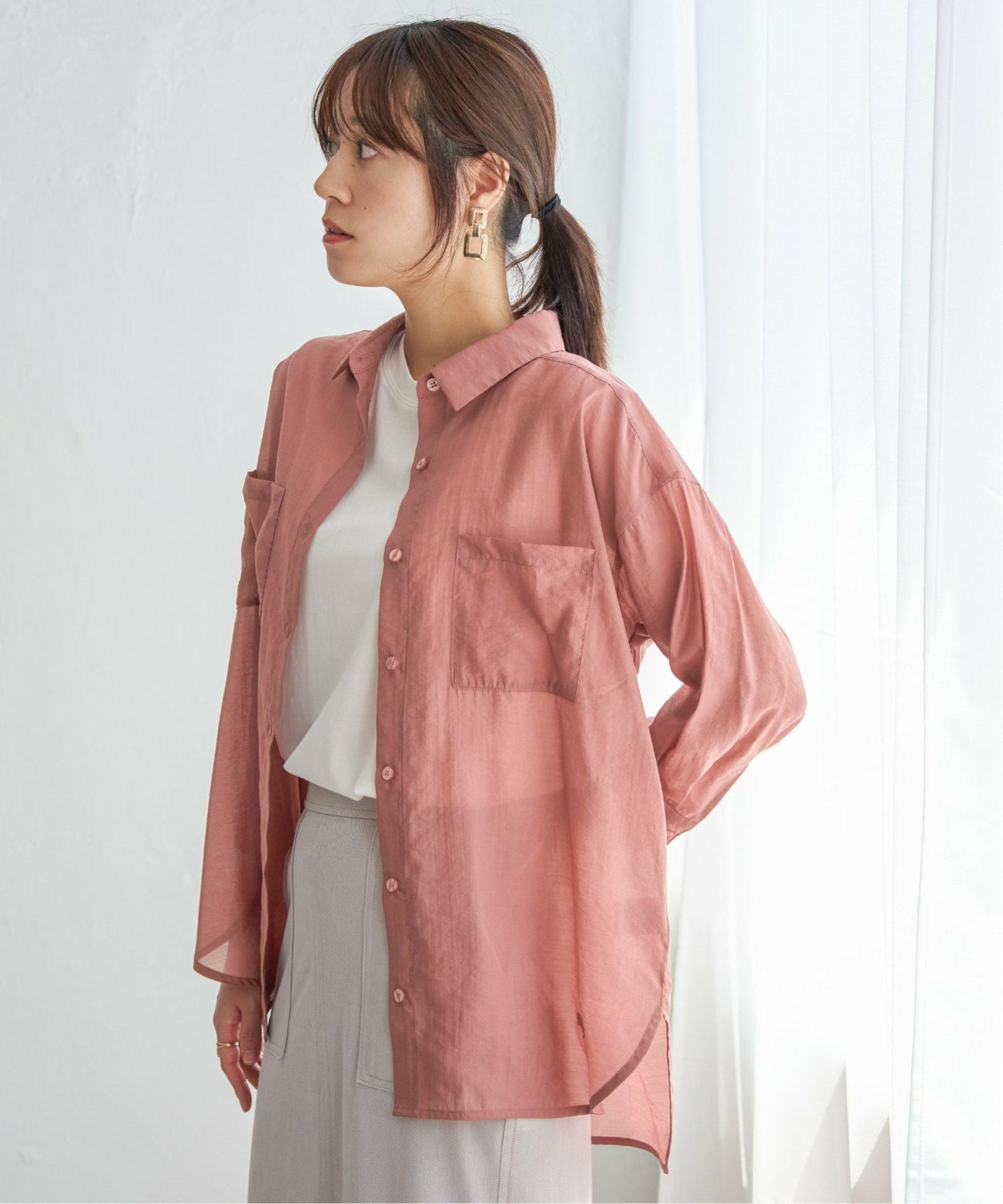 お得だ値】シア刺繍シャツタンクアンサンブル【2点セット】,ikka