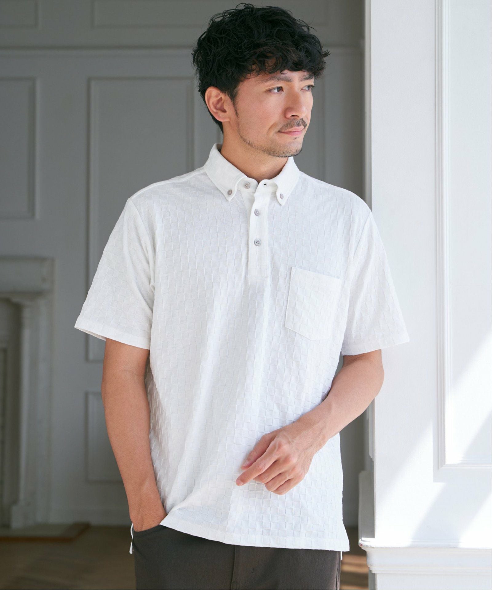 リンクスジャカード市松ポロシャツ,ikka| TOKYO DESIGN CHANNEL