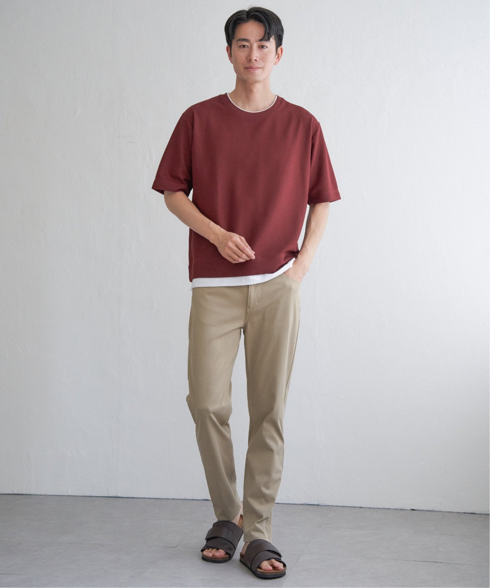  着画 吸水速乾】ドライ鹿の子レイヤードTシャツ5分袖,ikka| TOKYO DESIGN