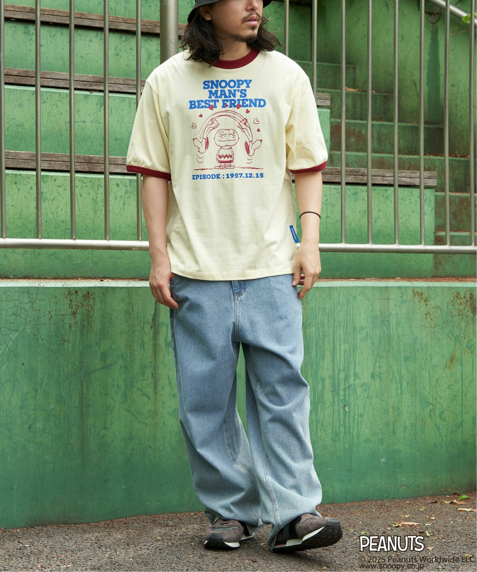 希少 45R✨45rpm PEANUTS スヌーピーコラボ 半袖 リンガーニット PEANUTS ピーナッツ SNOOPY スヌーピー TP ベストフレンドリンガーT,20