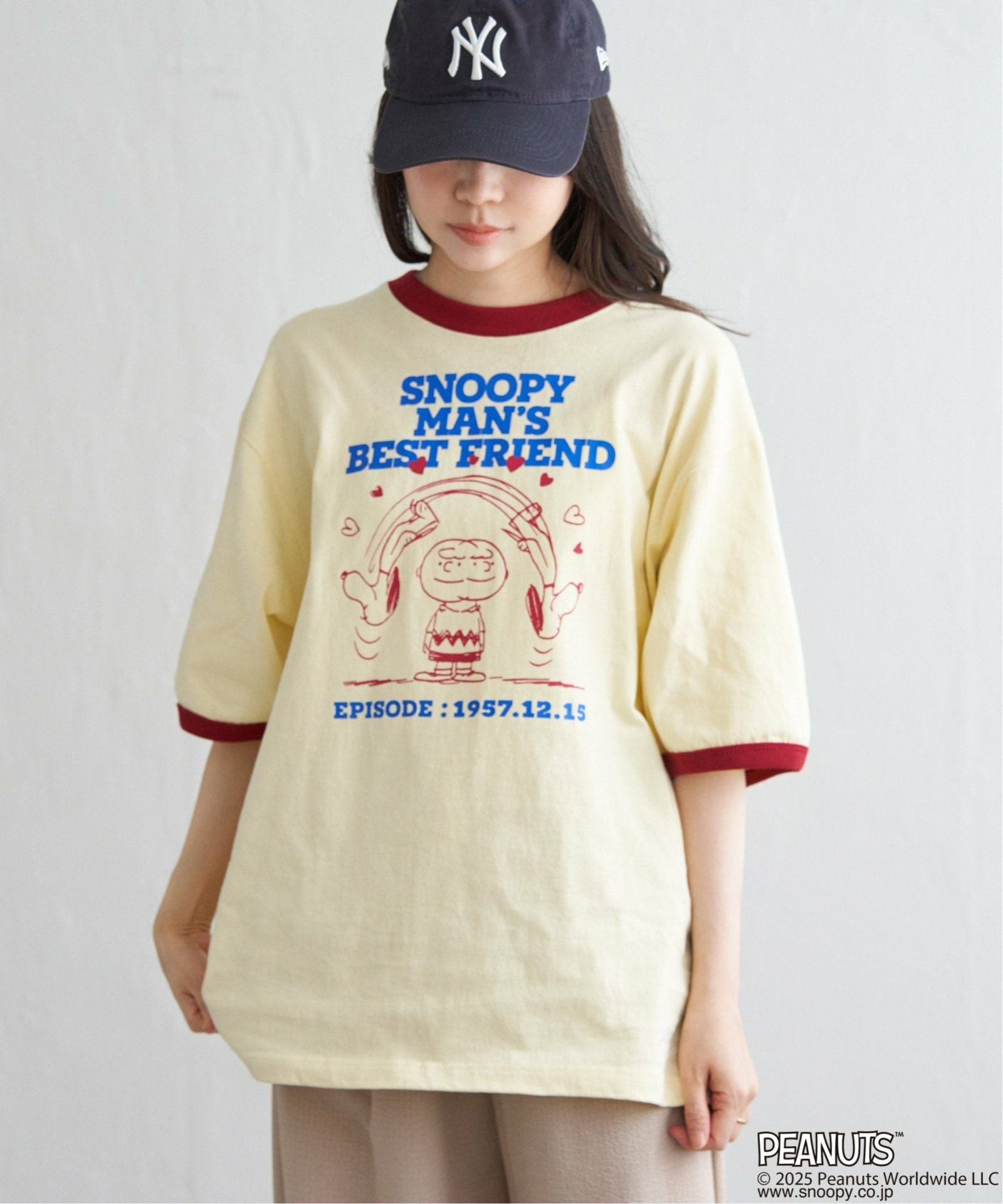 希少 45R✨45rpm PEANUTS スヌーピーコラボ 半袖 リンガーニット PEANUTS ピーナッツ SNOOPY スヌーピー TP ベストフレンドリンガーT