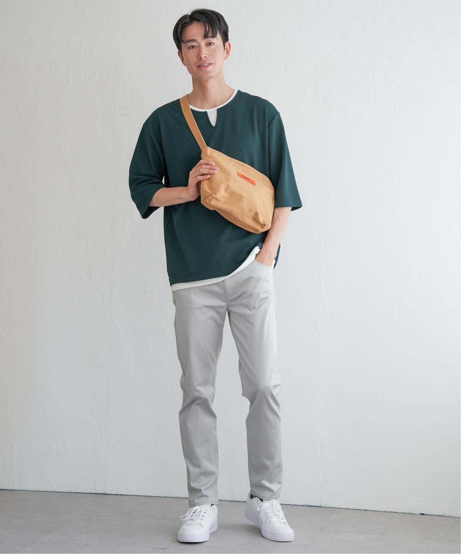 キーネックレイヤード7分袖Tシャツ【親子コーデ】,ikka| TOKYO DESIGN