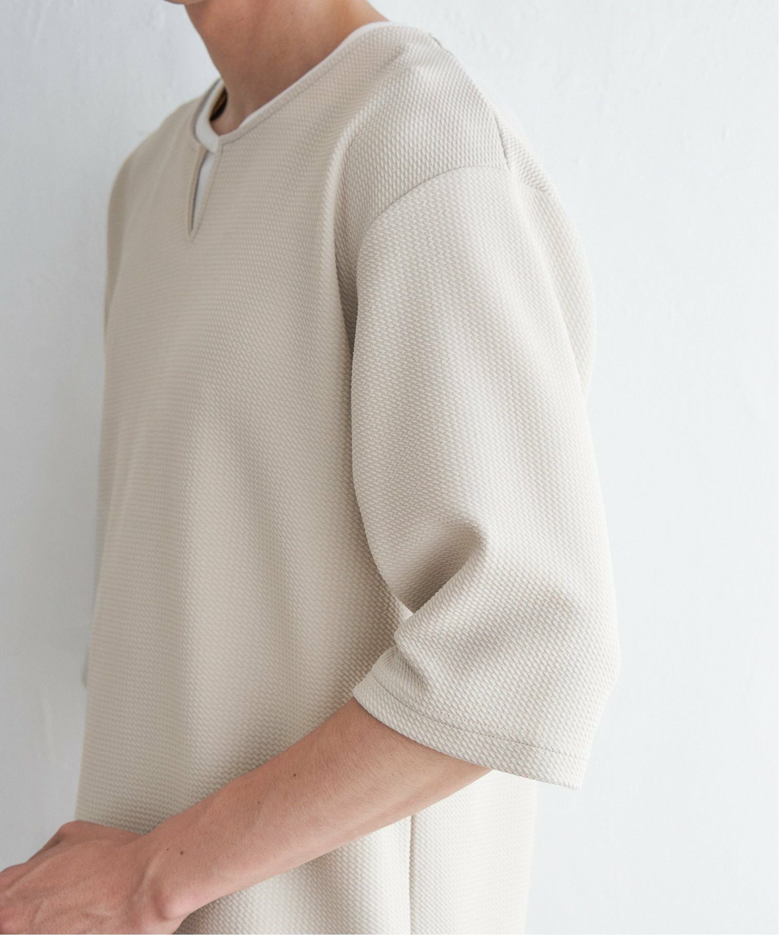 キーネックレイヤード7分袖Tシャツ【親子コーデ】,ikka| TOKYO DESIGN