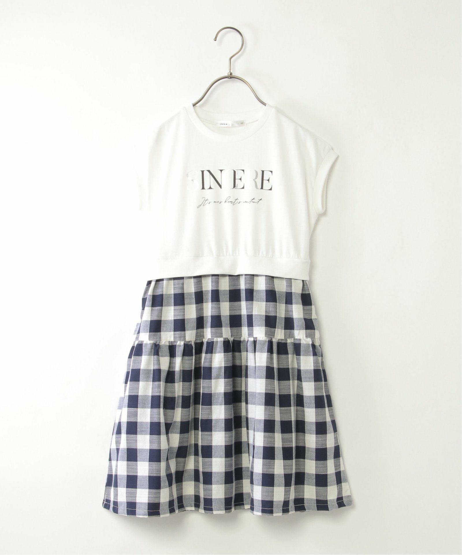 ブロックチェックドッキングワンピース（120~160cm）,ikka| TOKYO