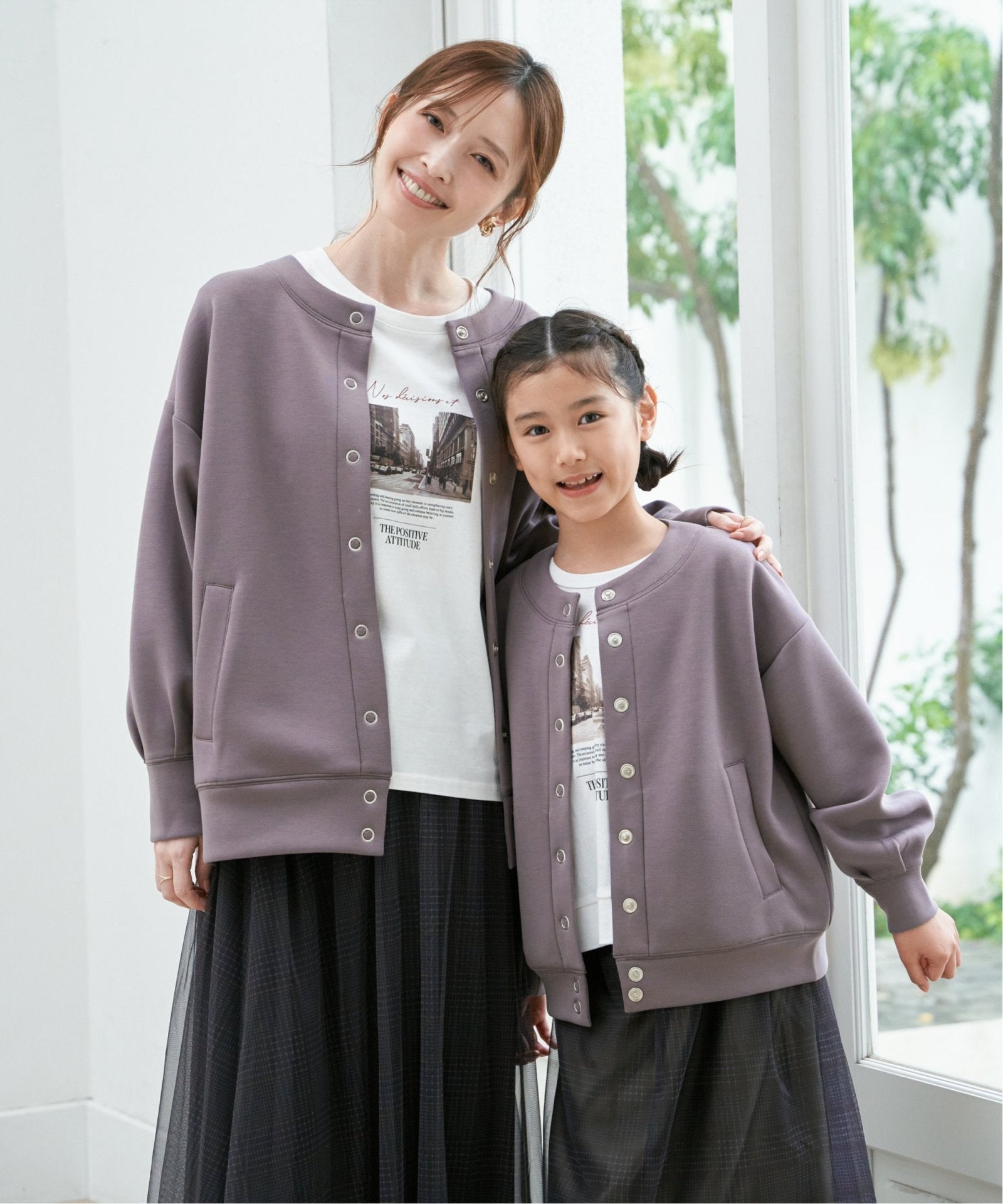 親子コーデ】フォトロゴプリント7分袖Tシャツ（120~160cm）,ikka
