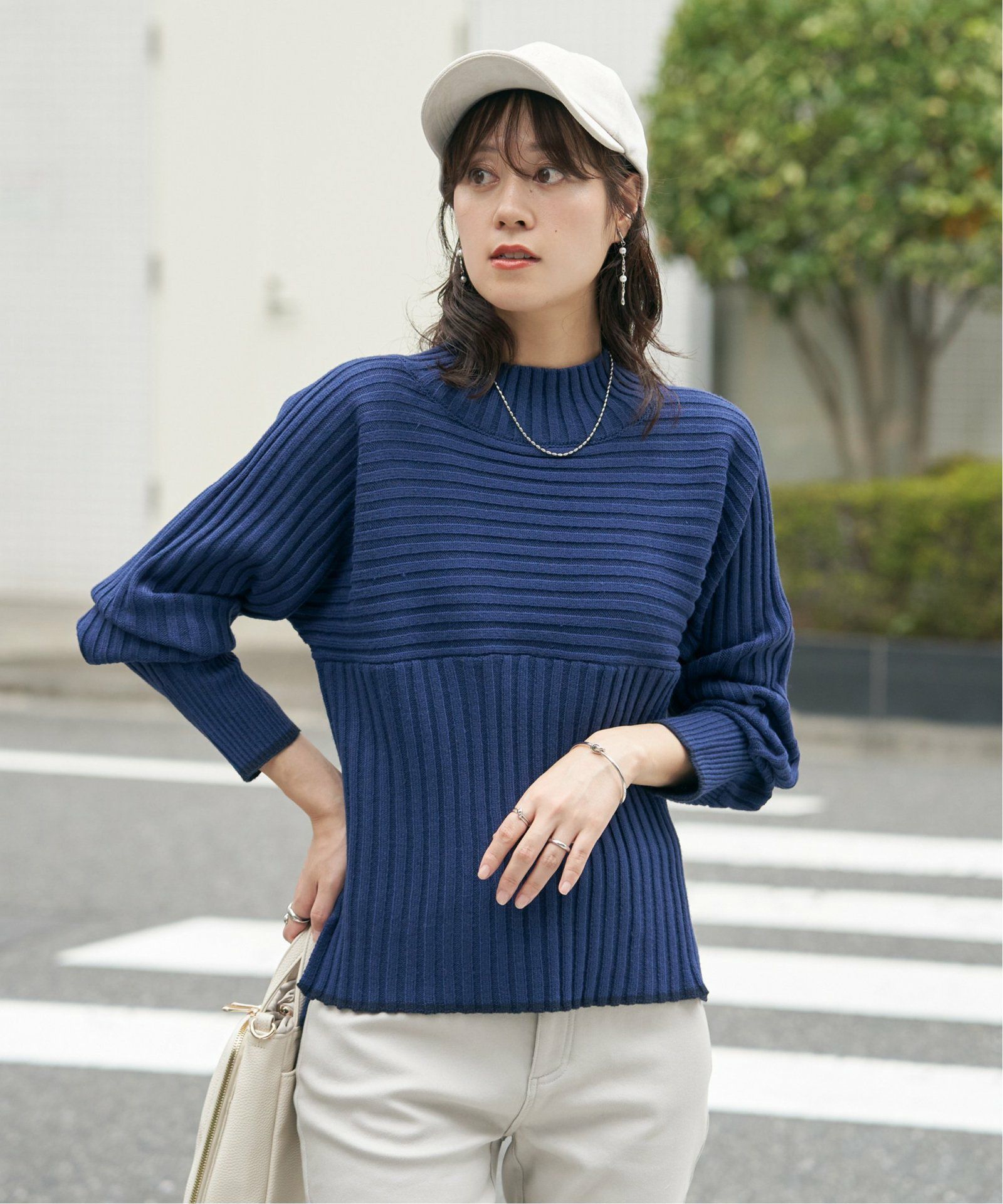 cc11 kate spade 七分袖 セーター レディースMサイズ相当 7Gワイドリブ切り替え配色プルオーバー,ikka| TOKYO DESIGN CHANNEL