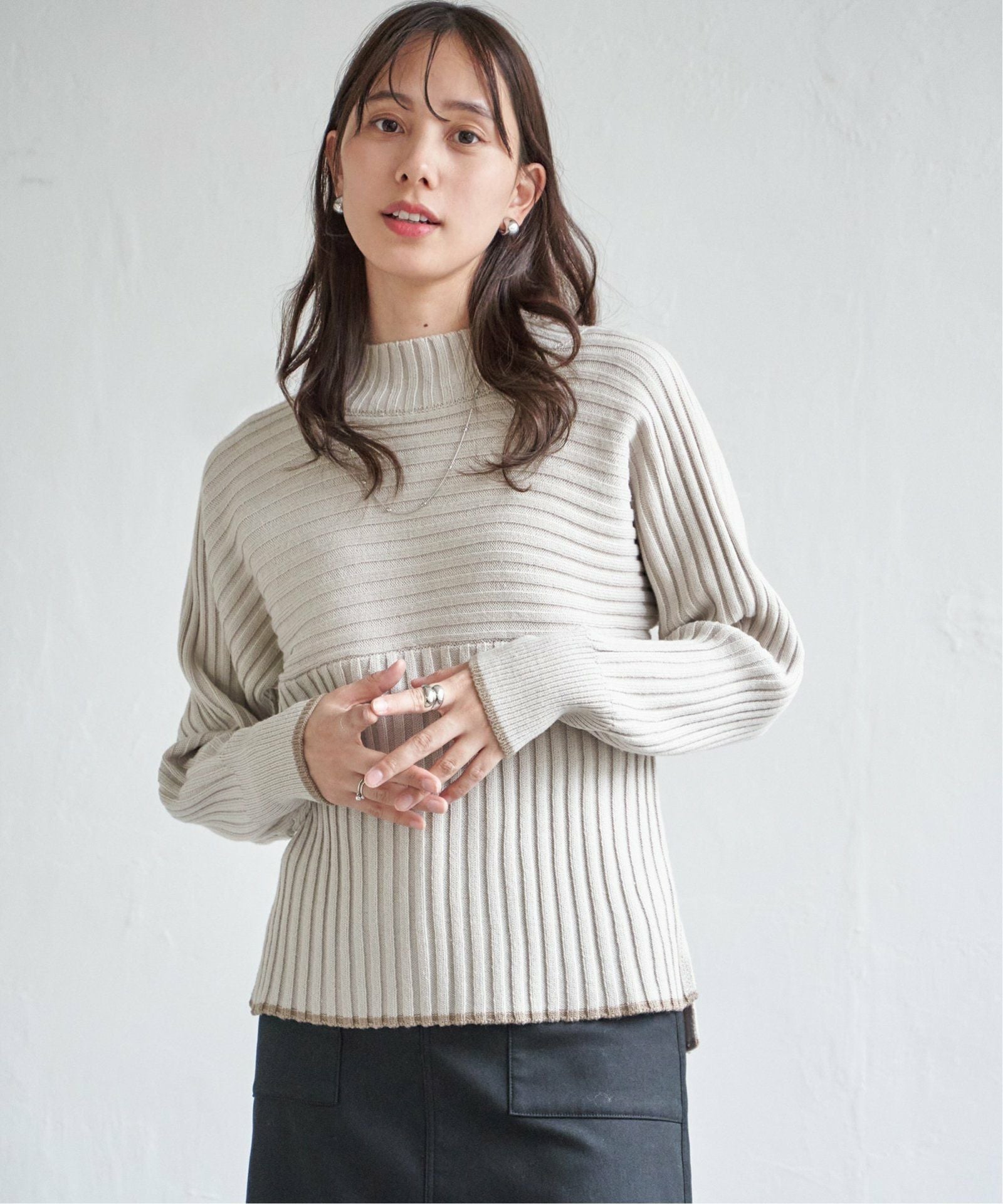 7Gワイドリブ切り替え配色プルオーバー,ikka| TOKYO DESIGN CHANNEL