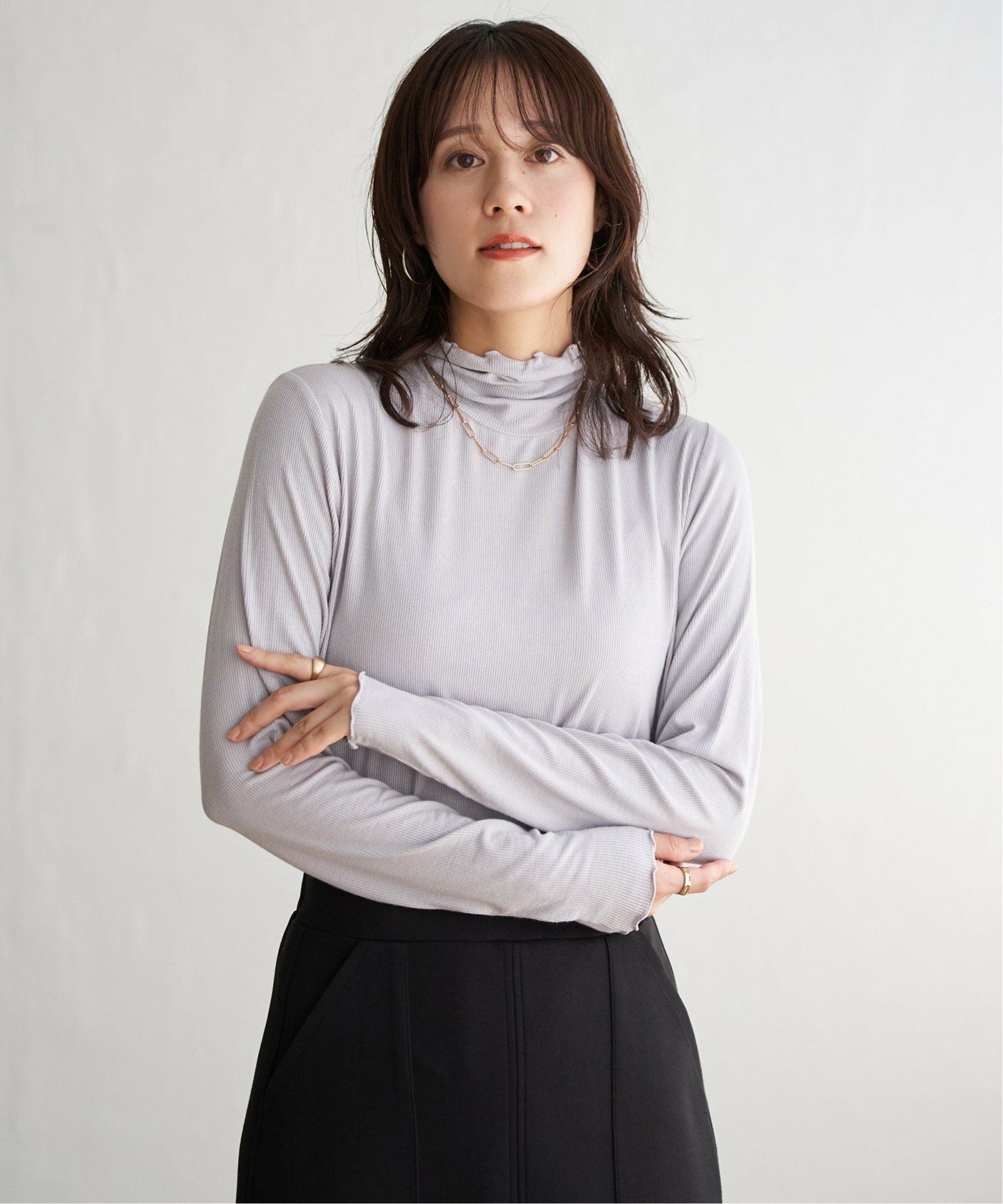 ハイネックテレコ長袖プルオーバー,ikka| TOKYO DESIGN CHANNEL