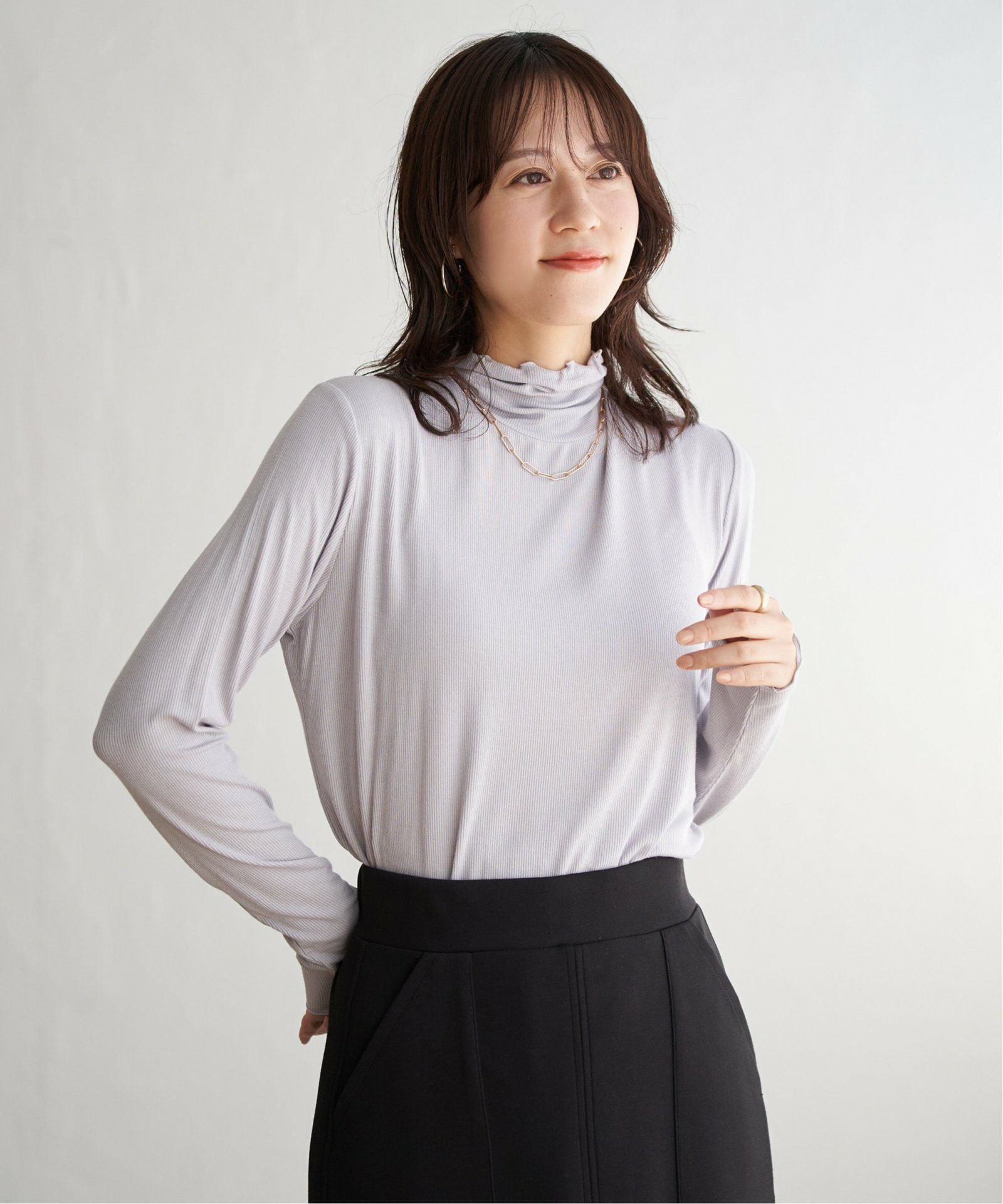 ハイネックテレコ長袖プルオーバー,ikka| TOKYO DESIGN CHANNEL