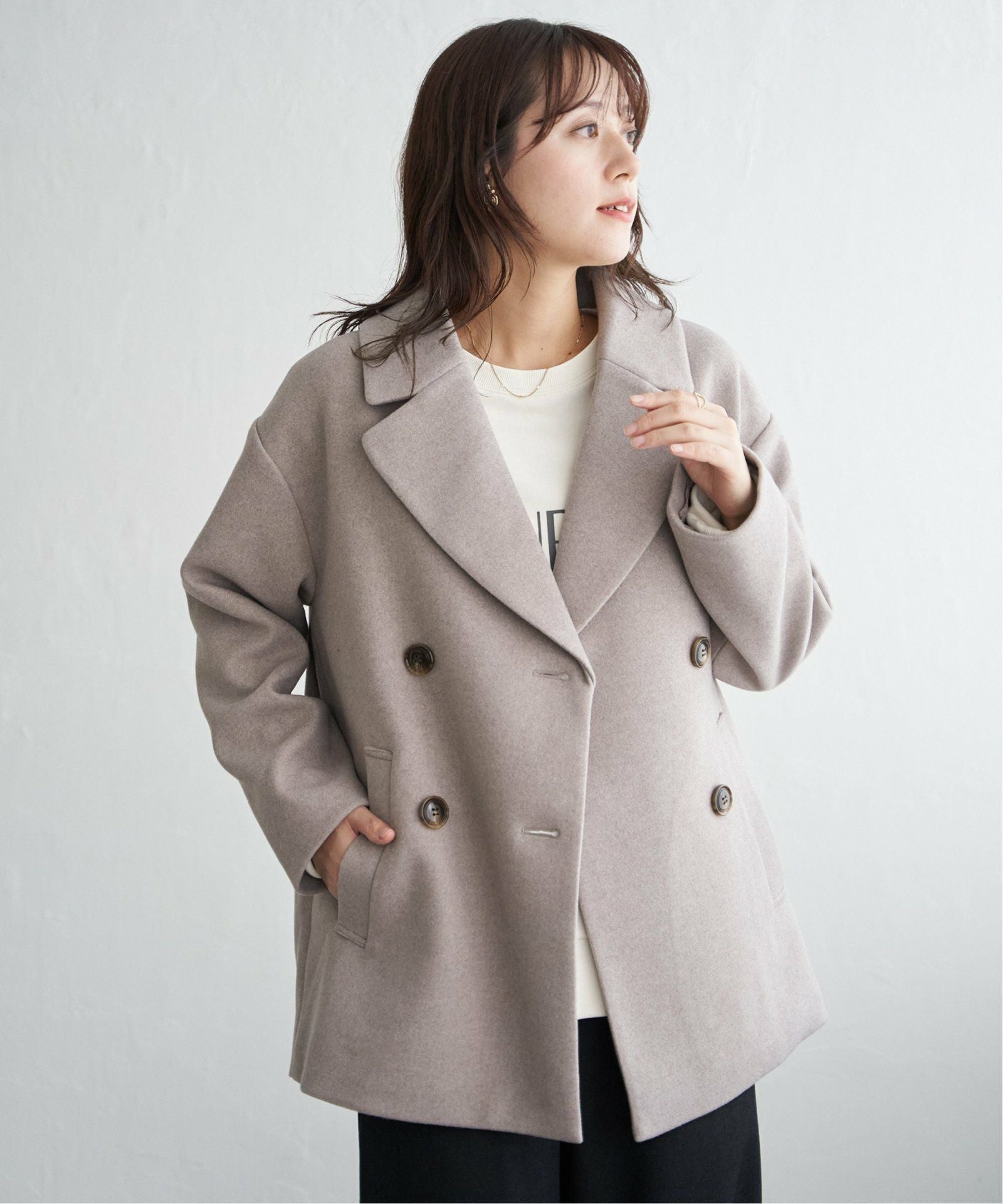 静電防止】ウールライクストレッチテーラーコート,ikka| TOKYO DESIGN
