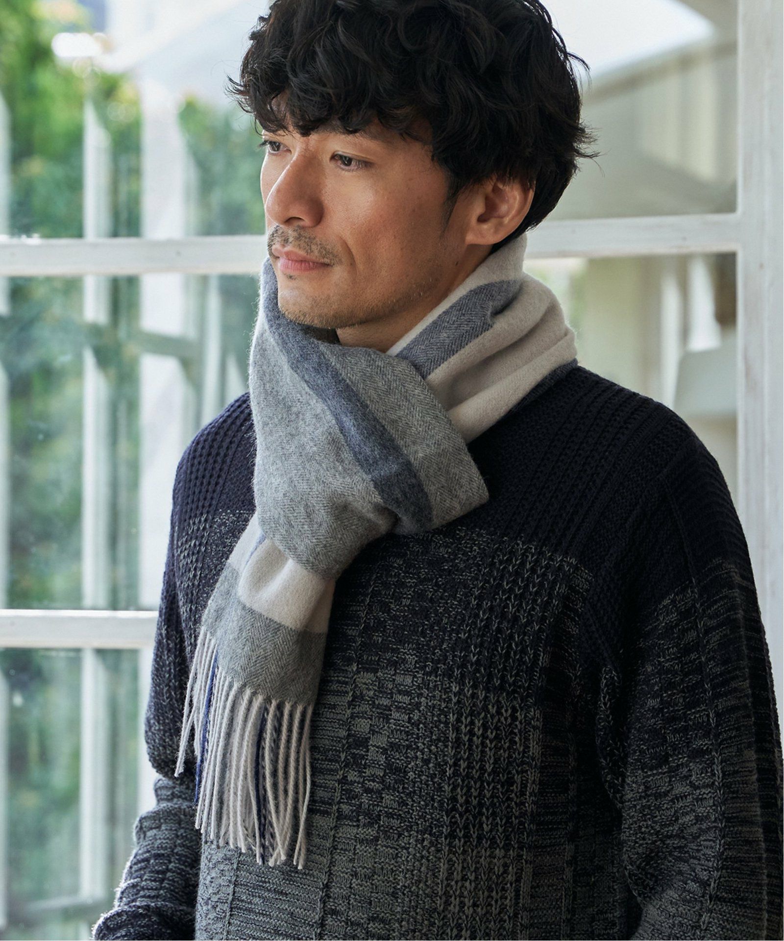 【新品】ヘリンボーン　マフラー　ドレーク ウールパネルヘリンボーンマフラー,ikka| TOKYO DESIGN CHANNEL