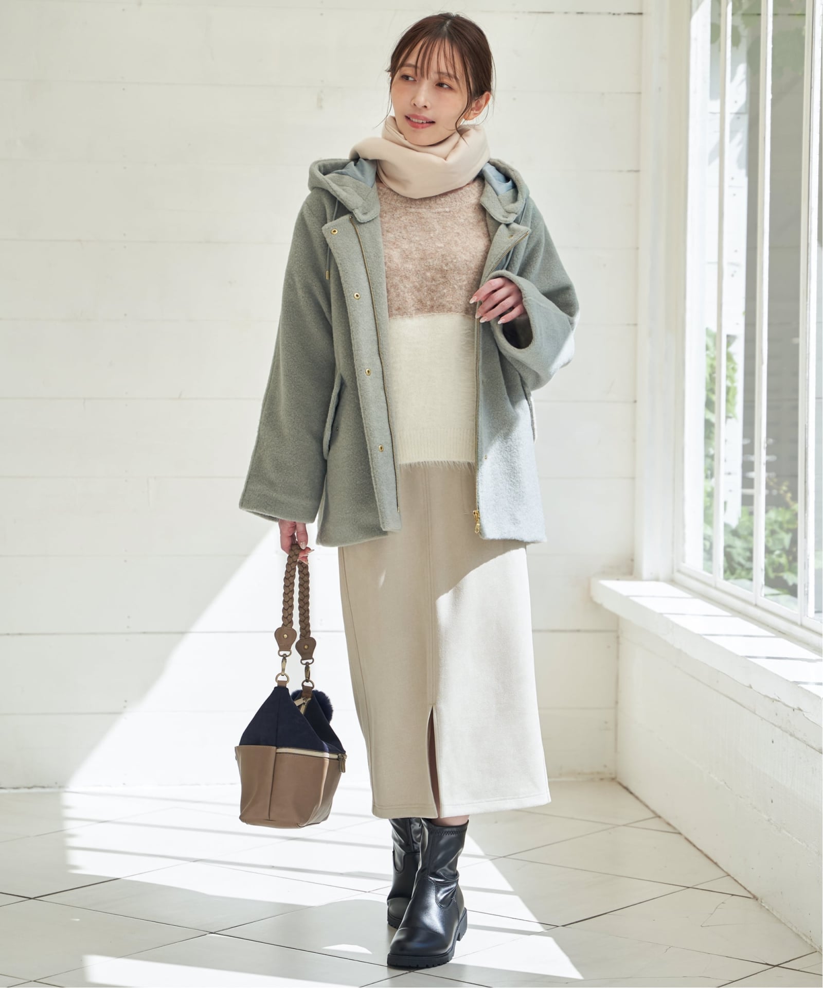 雑誌InRed1月号掲載】バイカラー2WAYジップショルダーバッグ,ikka